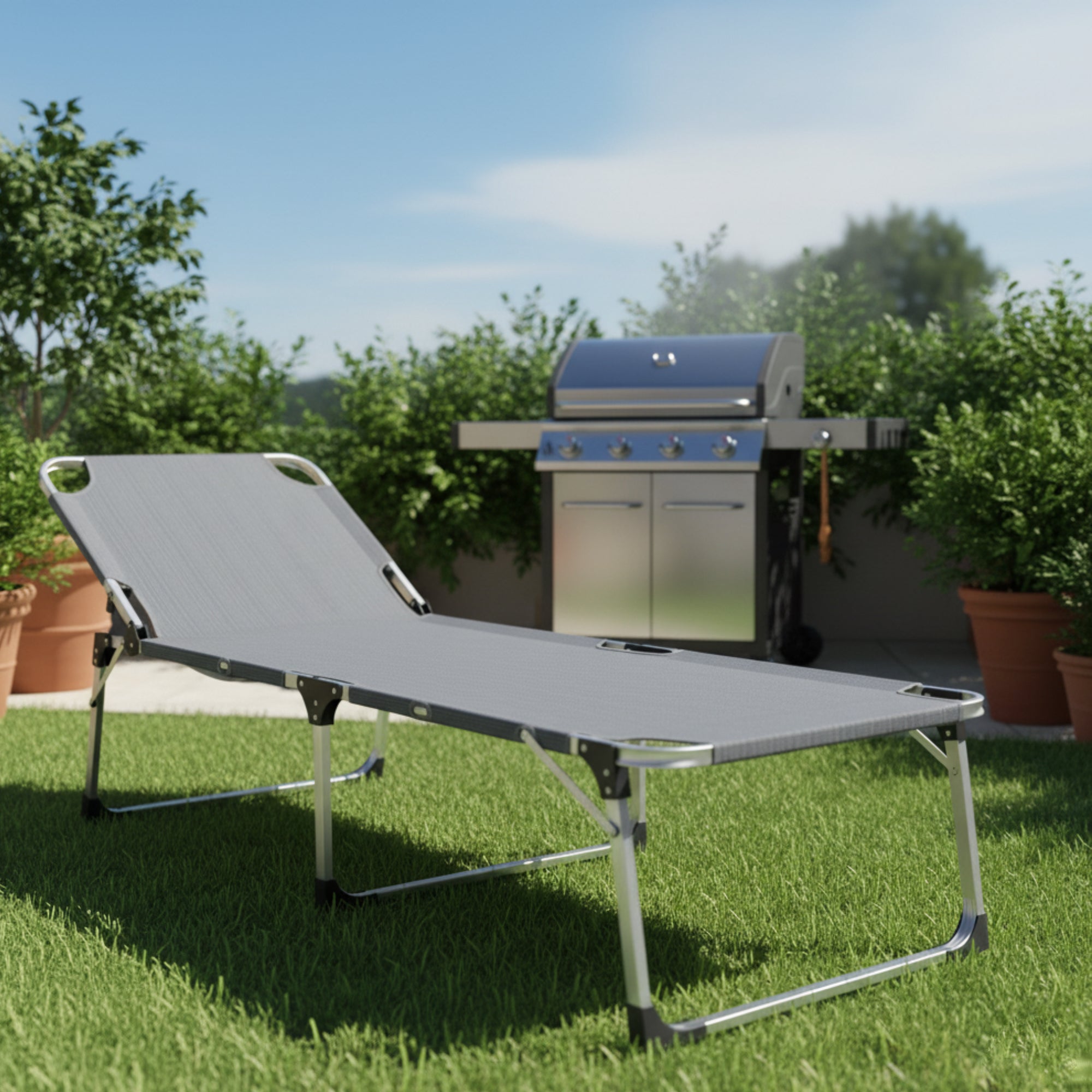 🌼FRÜHLINGS-ANGEBOT🌼 Aluminium Dreibeinliege De Luxe XL -extra hoher Einstieg 214x70x45cm - einfach verstaubar