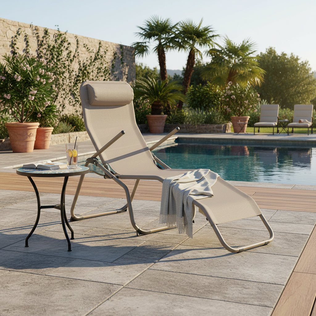 *NUR VOR ORT IN XANTEN ERHÄLTLICH* Sonnenliege / Saunaliege Nava XL (creme beige)