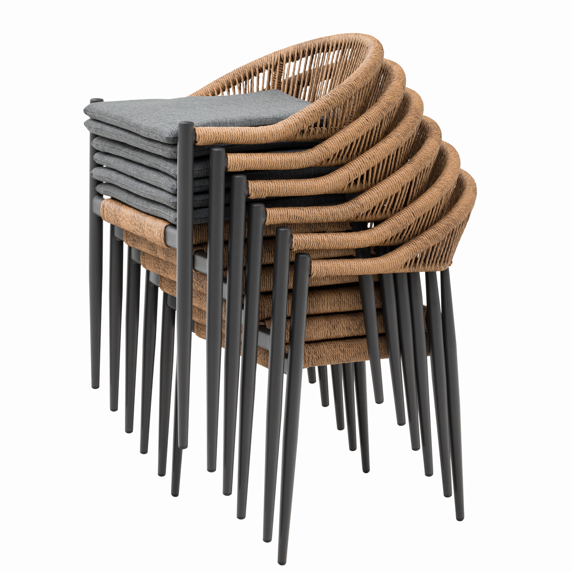 Modern trendige Essgruppe Selva Aluminium / Polyrope Cord inkl Sitzkissen