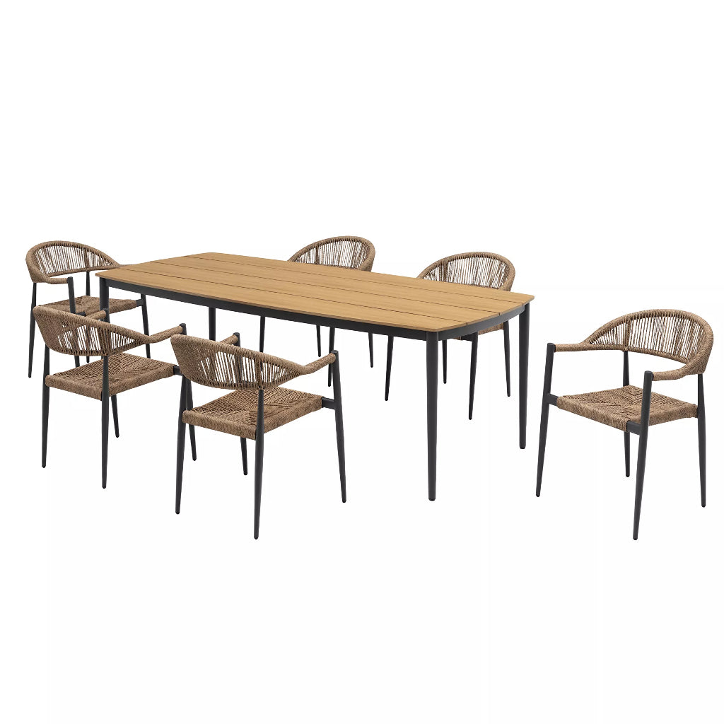 Modern trendige Essgruppe Selva Aluminium / Polyrope Cord inkl Sitzkissen