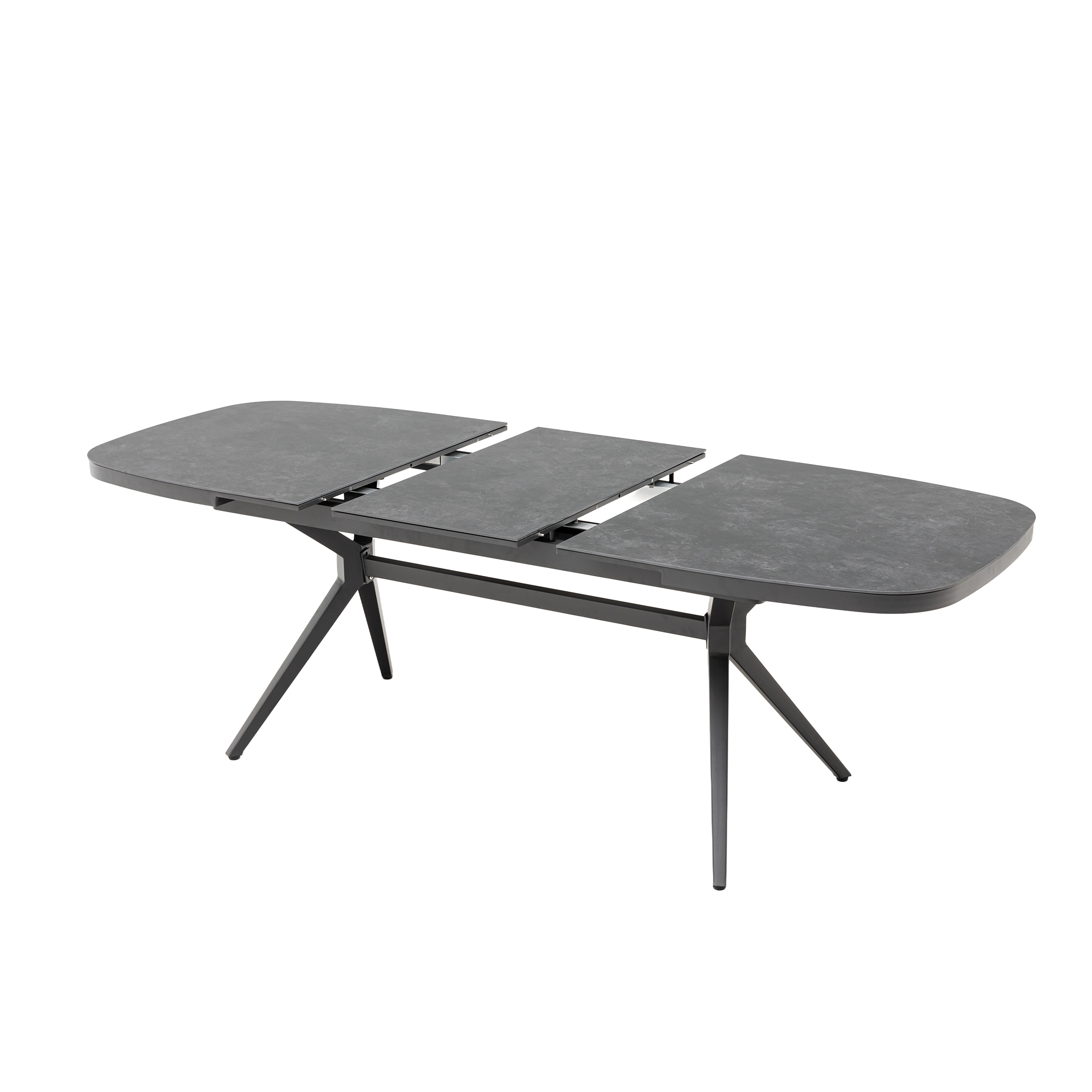 DESIGN! Aurora Ausziehtisch Alu kombiniert mit Sintered Stone Tischplatte / Synchronauszug 167/217x90x76cm