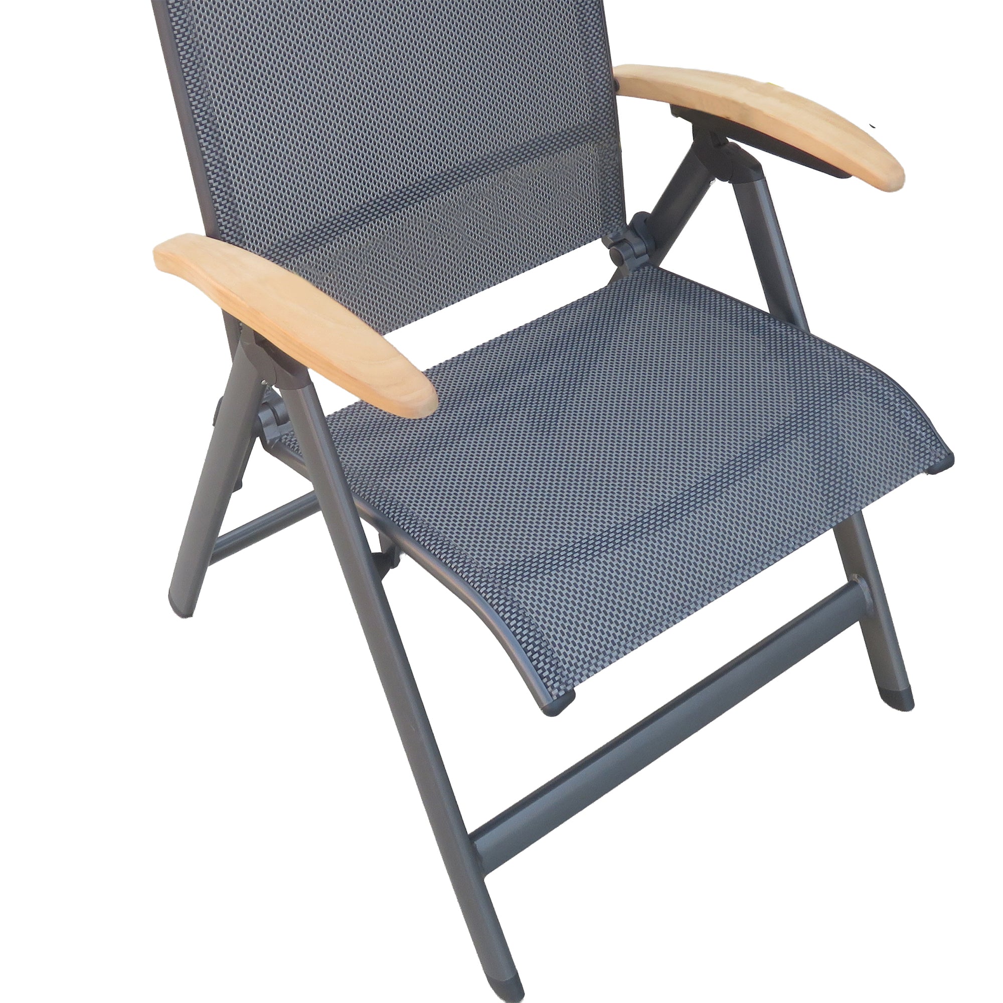 PURE ELEGANCE! Dakar & Arona – 8 Klappsessel XL und 1 Exklusiv Ausziehtisch in Anthrazit