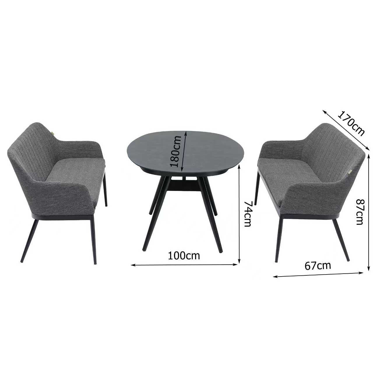 Exklusive Flair! Das Outdoor Dining Set EVARA VELUVÉ / LIKA-TEX® - 100% wetterfest