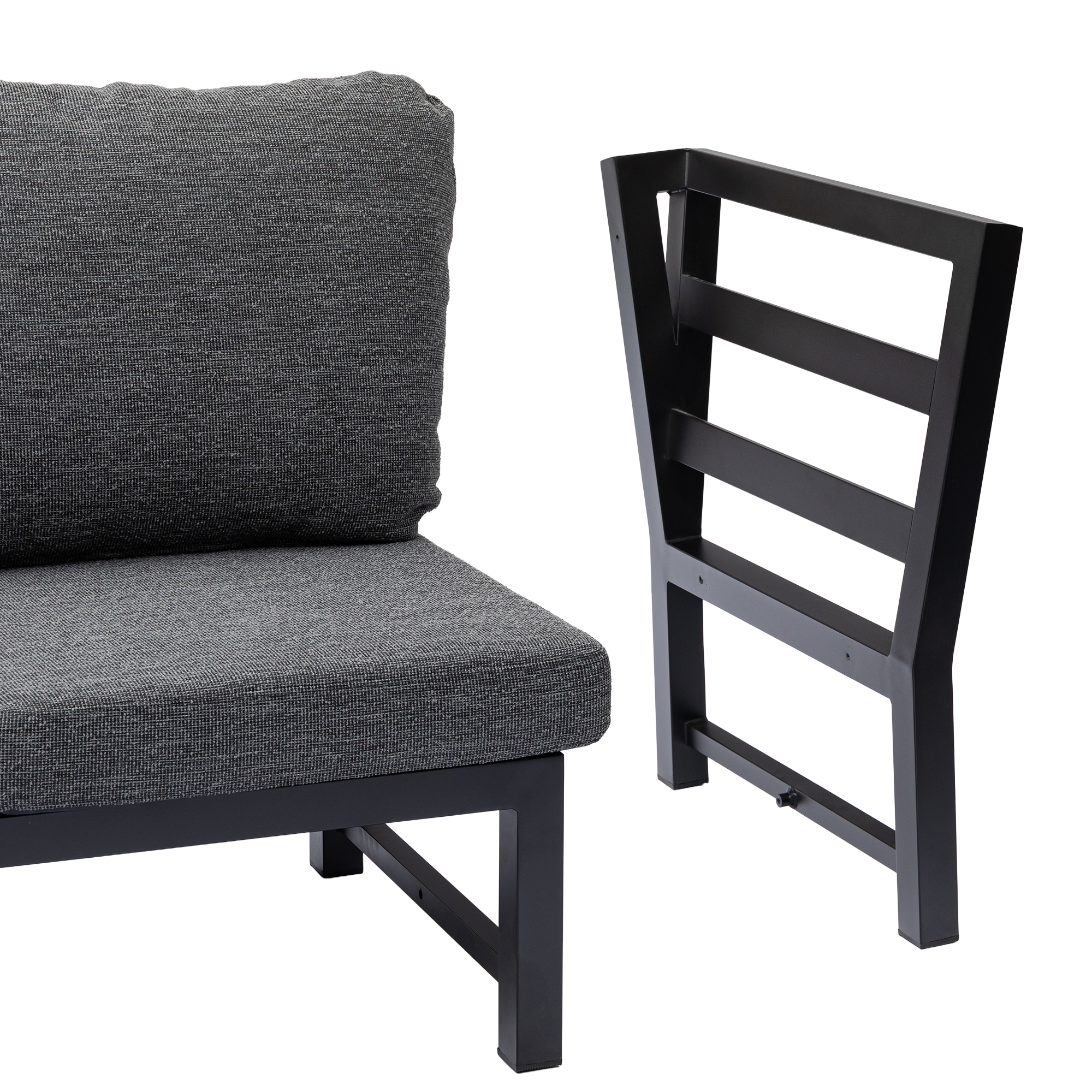 Alu Dining Lounge Set Kaprun 3in1 Funktion mit 100% wetterfestem VELUVÉ LIKA-TEX® Bezug onyx