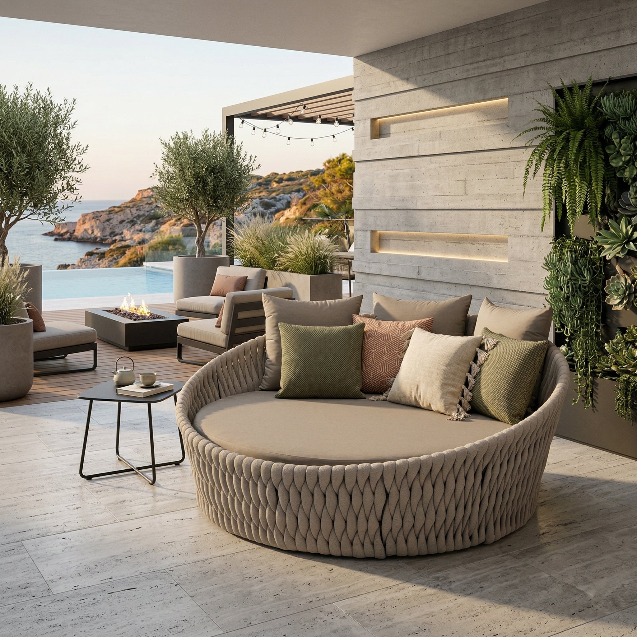 LUXUS PUR! Alu / Rope Daybed Orba 100% wetterfest LIKA-TEX® Bezug