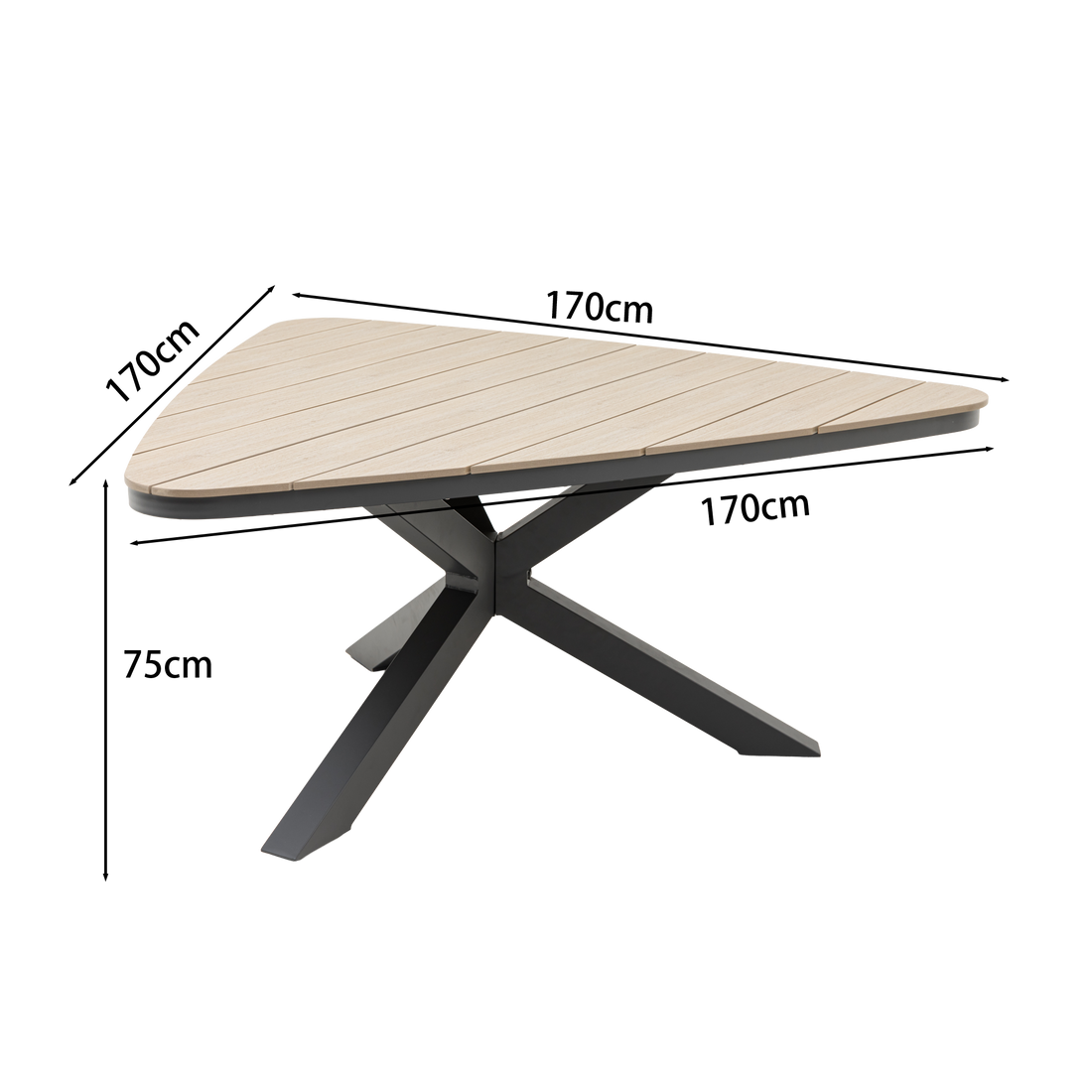 Aluminium / Nonwood Tisch Volterra 170x170x75cm oak - Triangel Form