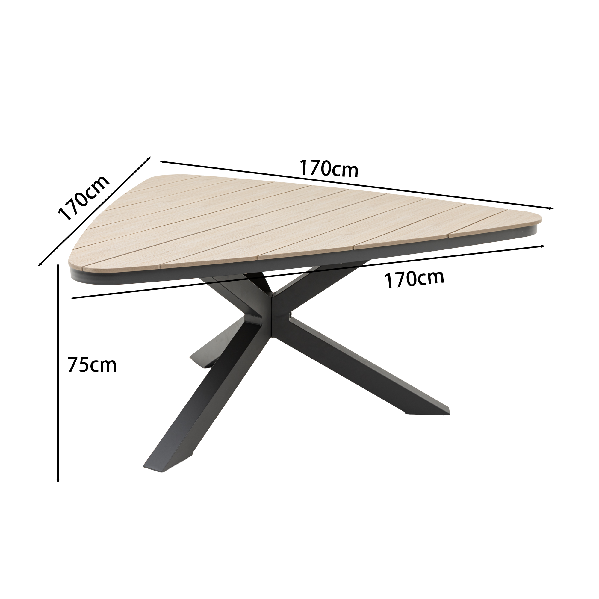 Aluminium / Nonwood Tisch Volterra 170x170x75cm oak - Triangel Form