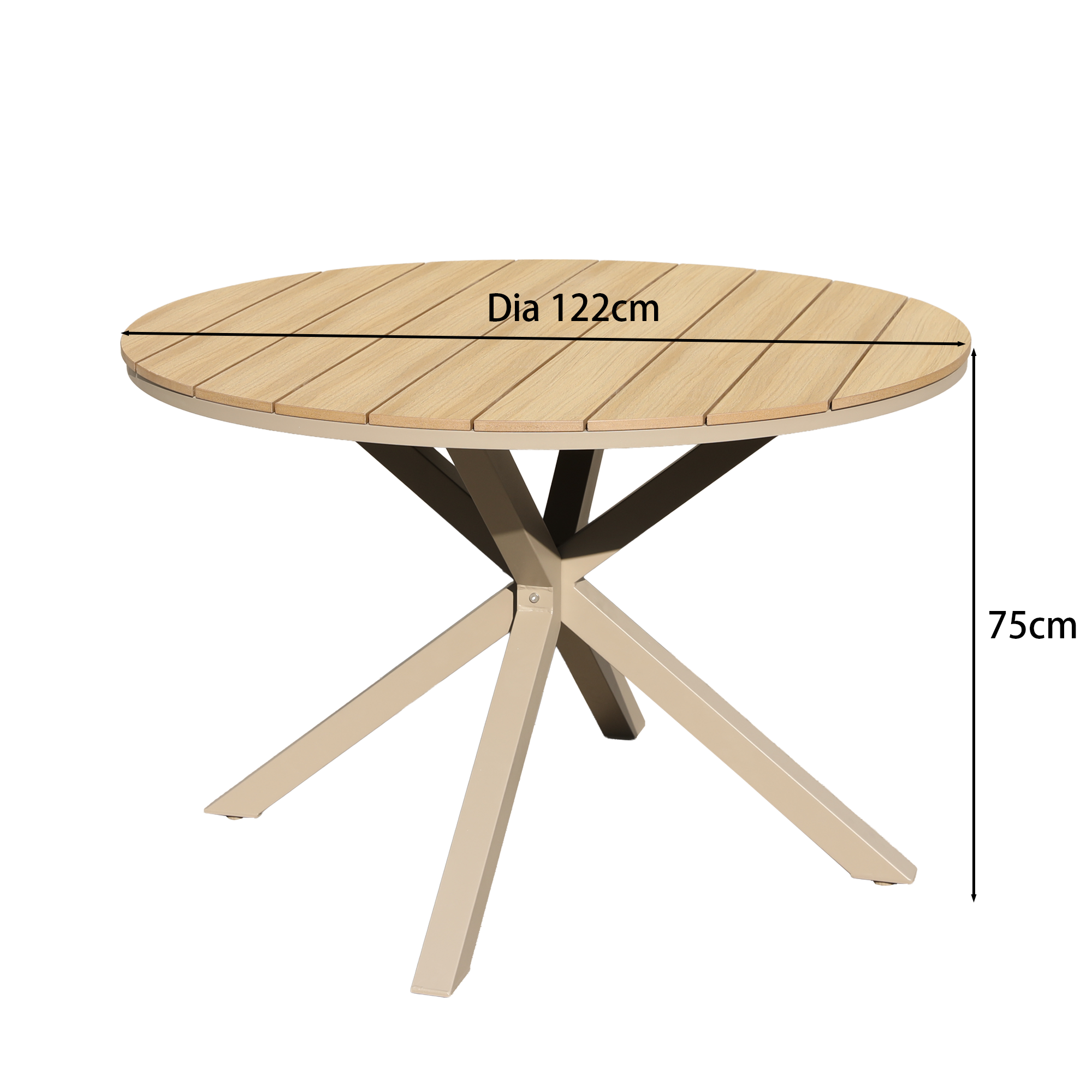 Aluminium / Nonwood Tisch Volterra ø122x75cm oak - Runder Tisch