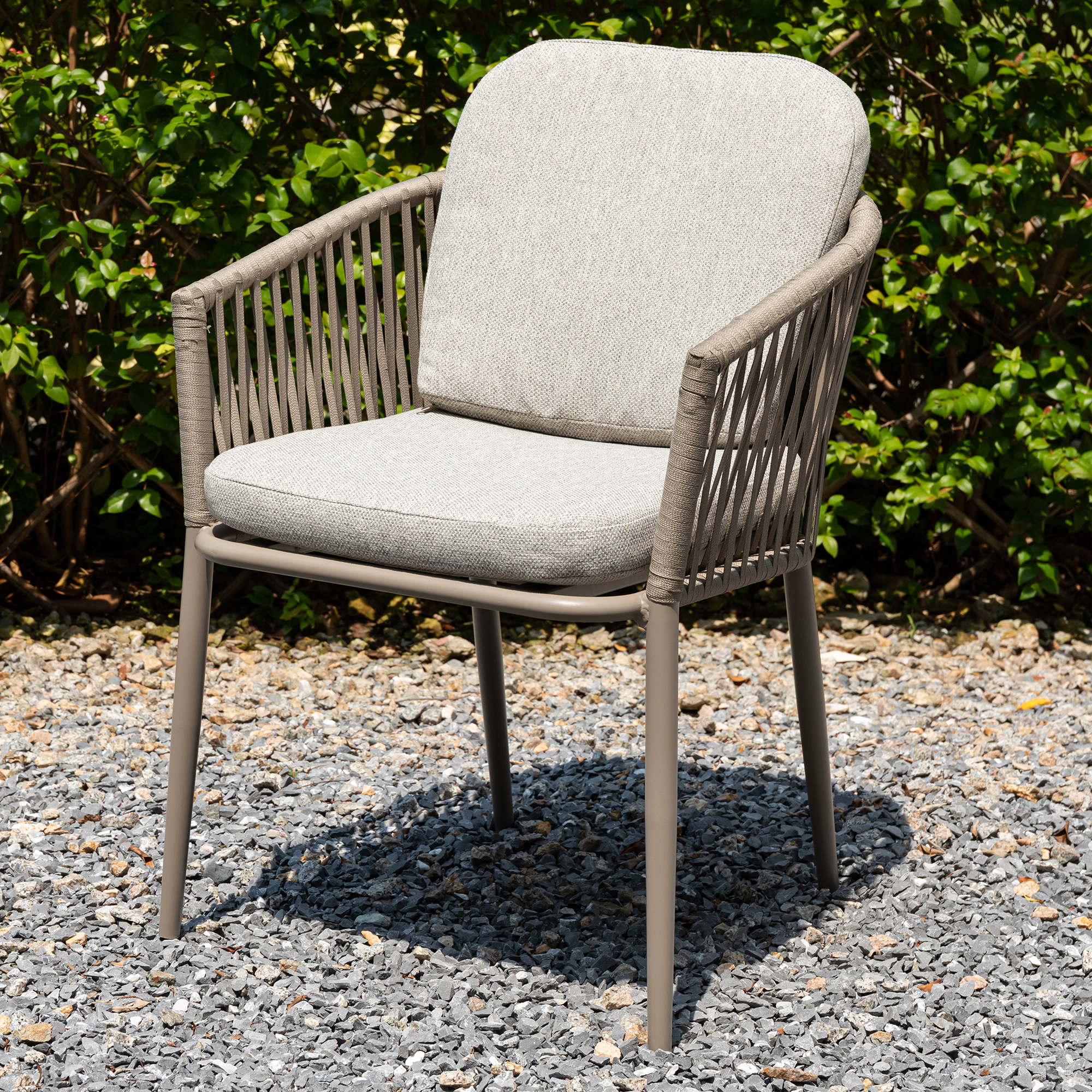 Aluminium / Rope Dining Stapelsessel Liora / Mocca - Taupe - Natur