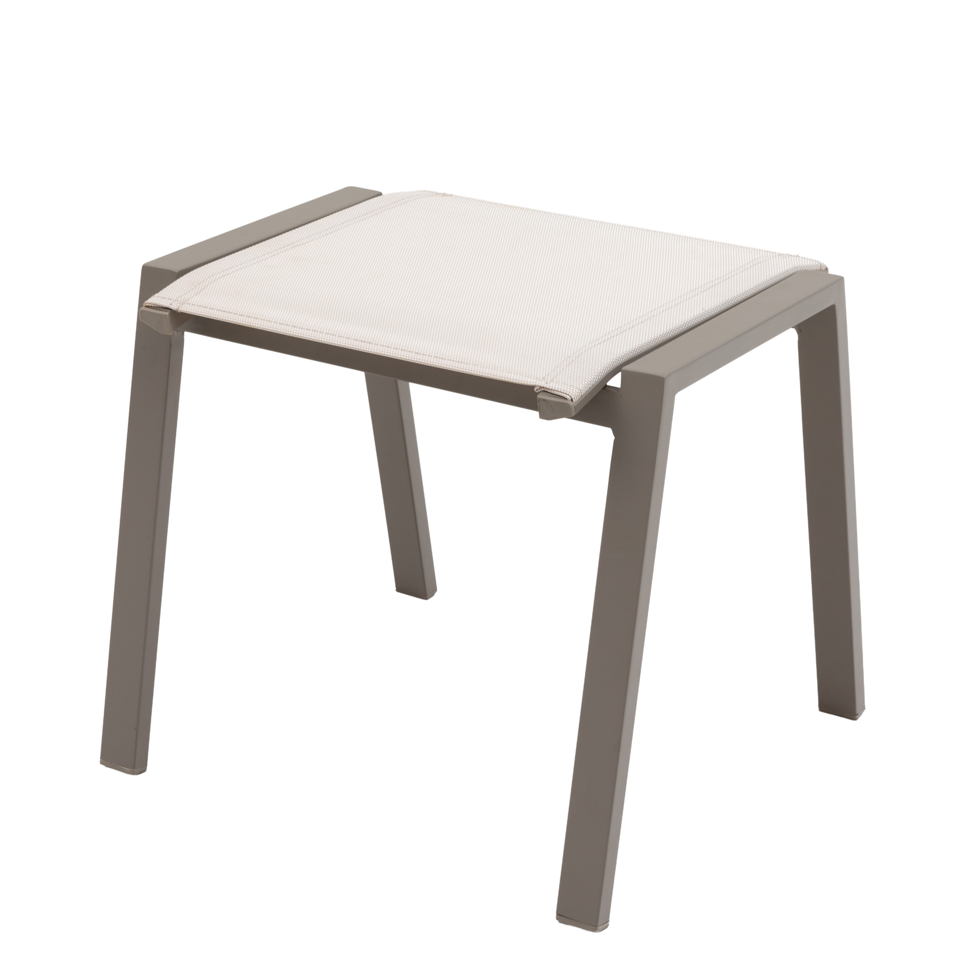 Aluminium / Textilen Hocker Meran in Mocca - Mousse / Ecru