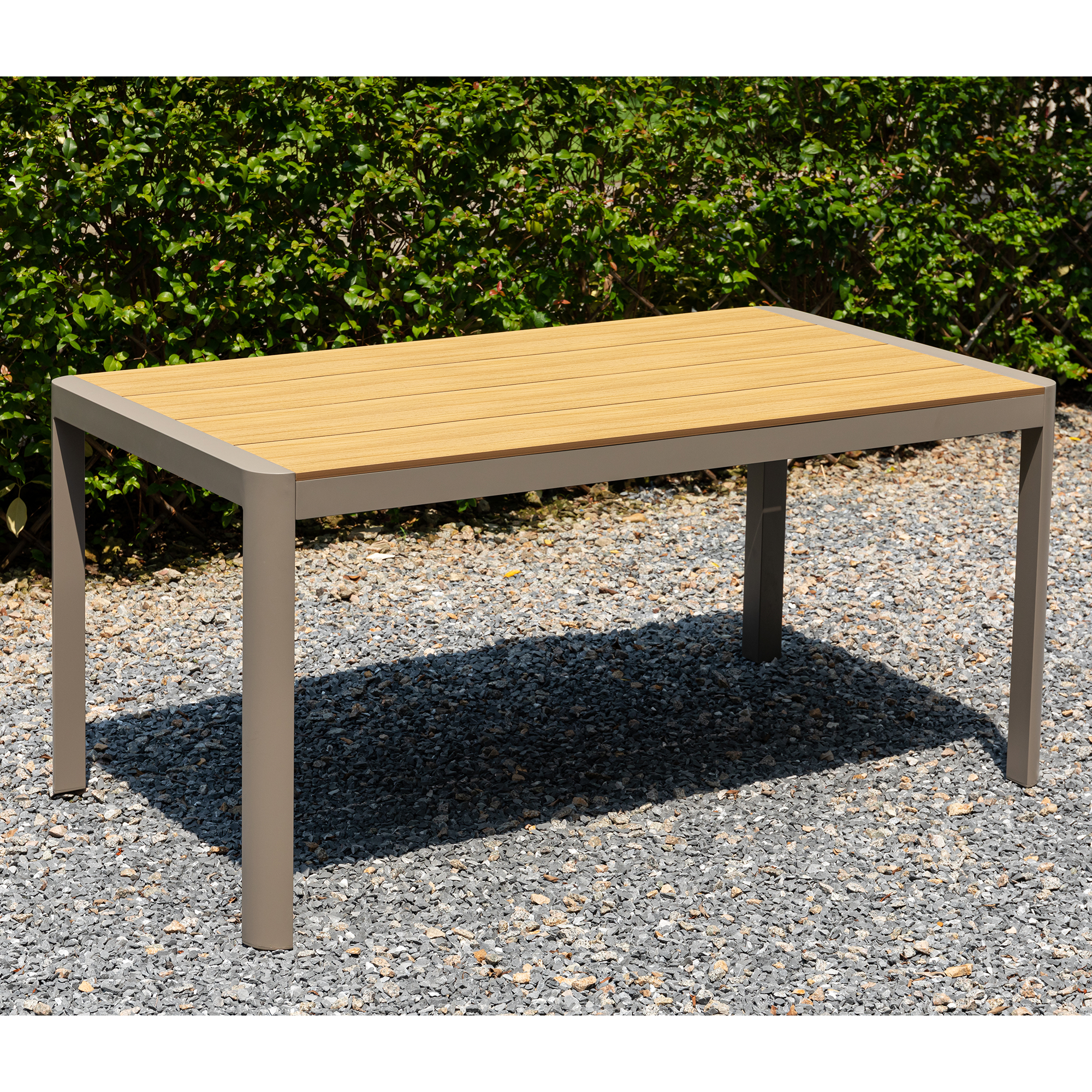 Dining Tisch Meran / Aluminium kombiniert mit Nonwood Teak Look Elementen