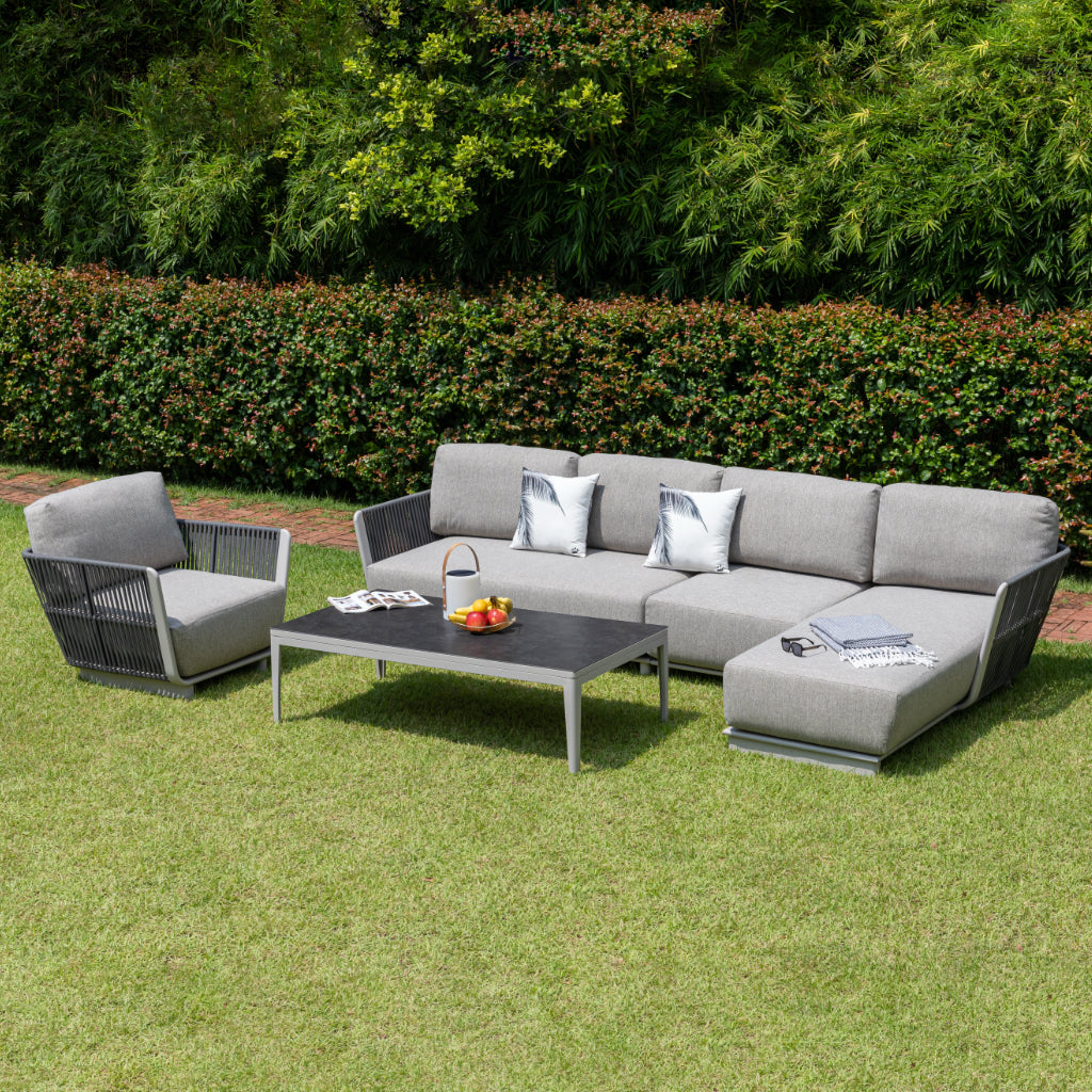 Die absolute Luxus Lounge: Deluxe Aluminium / Rope Lounge Set Marea XXL / Wetterfest