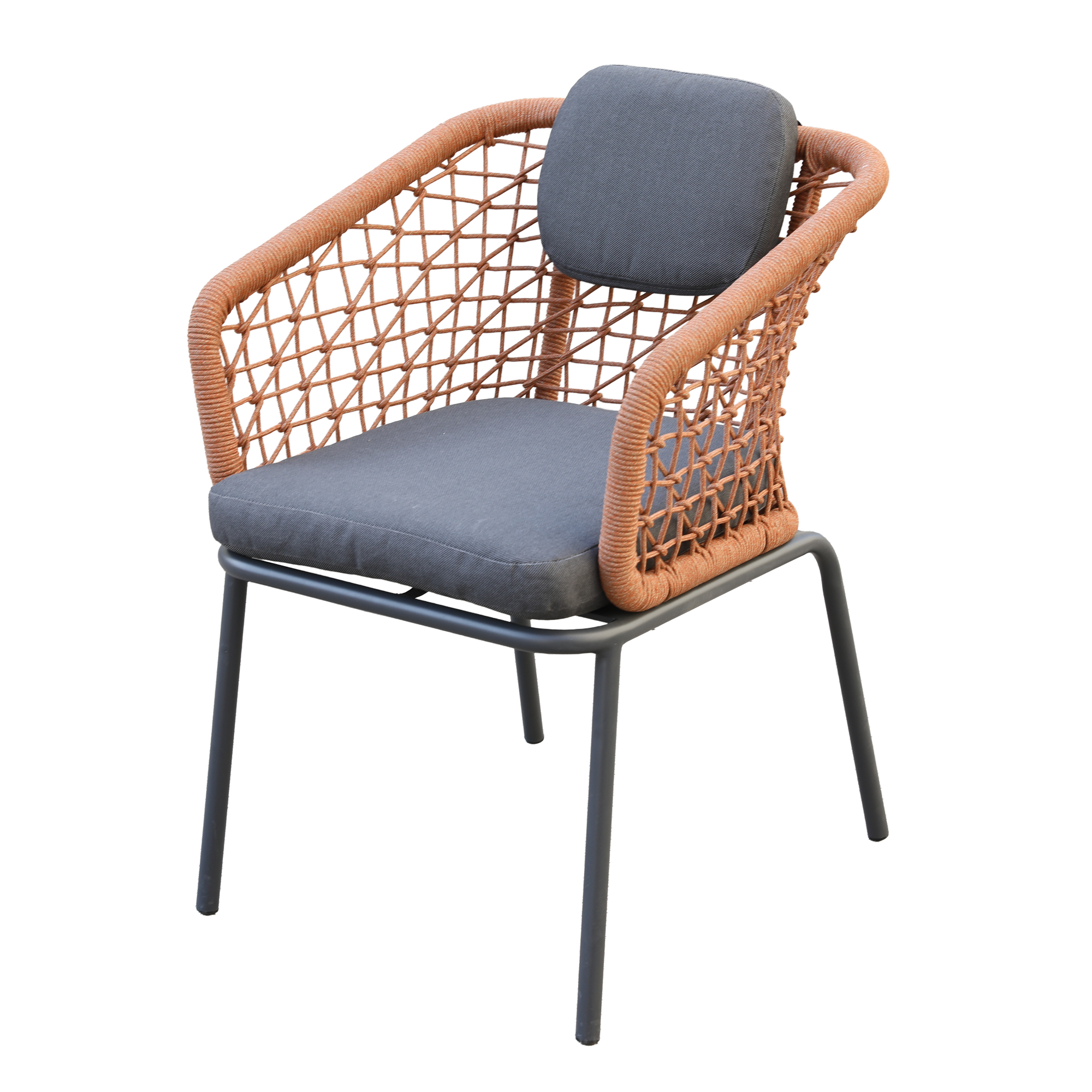 Aluminium / Rope Dining Sessel Modena anthrazit / kupfer