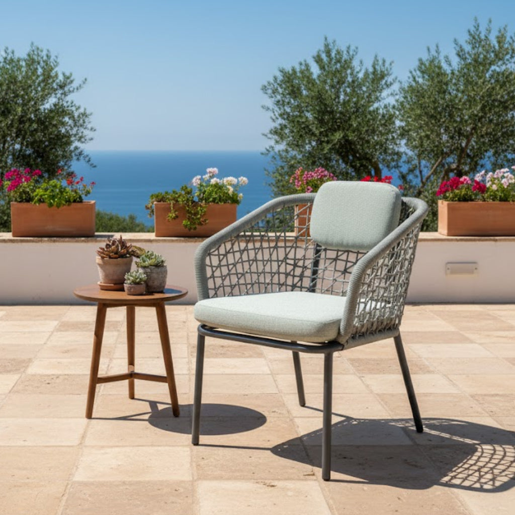 Aluminium / Rope Dining Sessel Modena anthrazit / mint