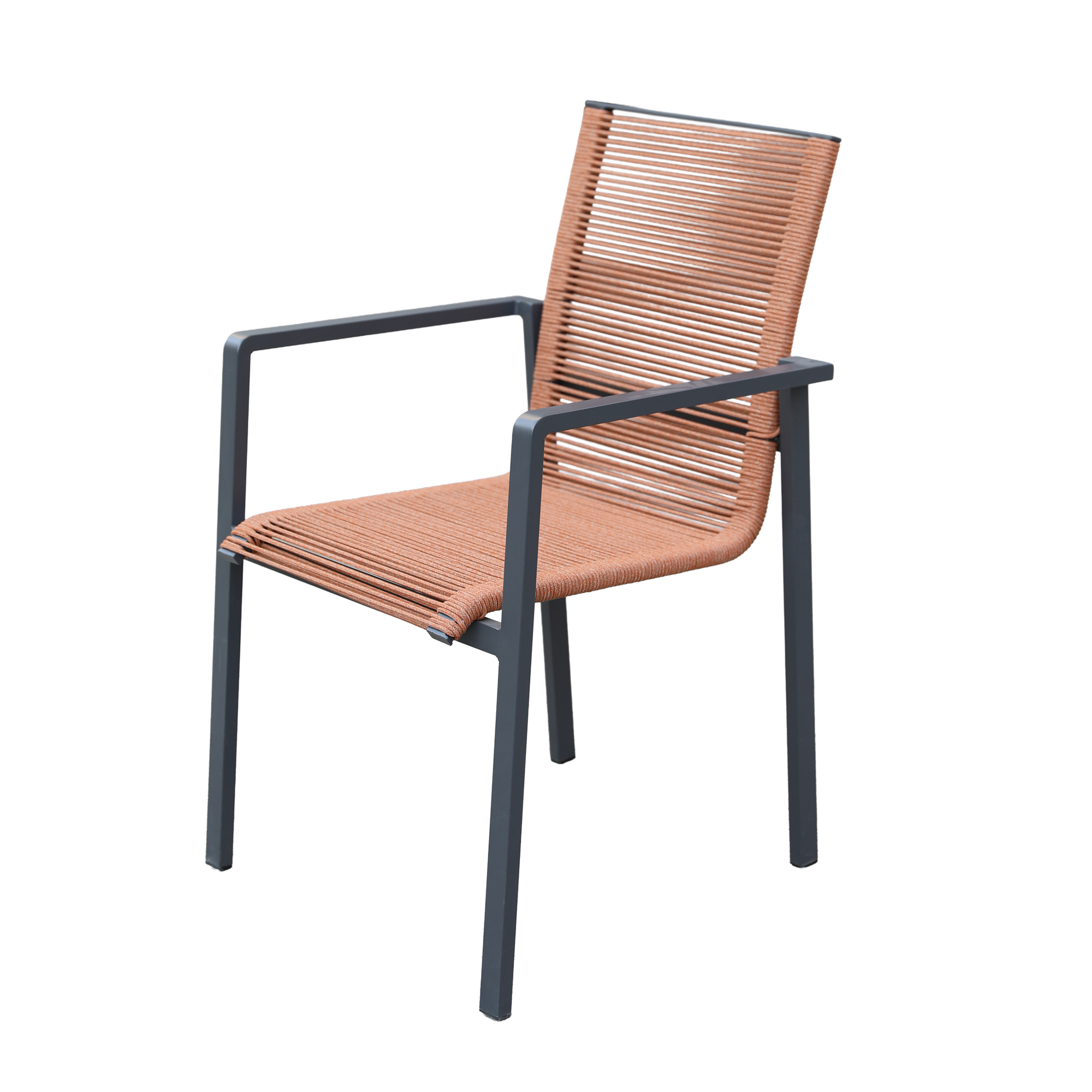 Aluminium / Rope Stapelsessel Zoe anthrazit / kupfer