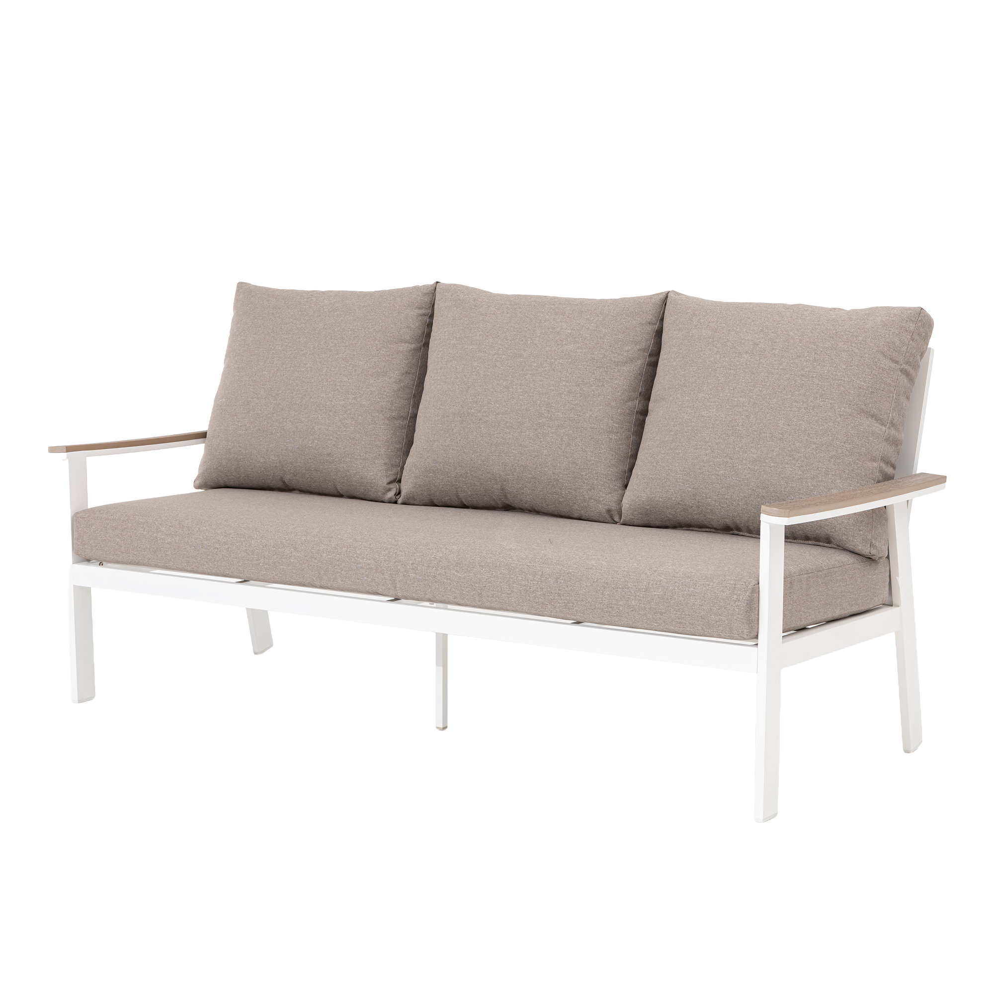 🔥 DEAL OF THE WEEK 🔥 Aluminium / Nonwood Dining Lounge Set Isla weiß/natur - extra hoher Rücken