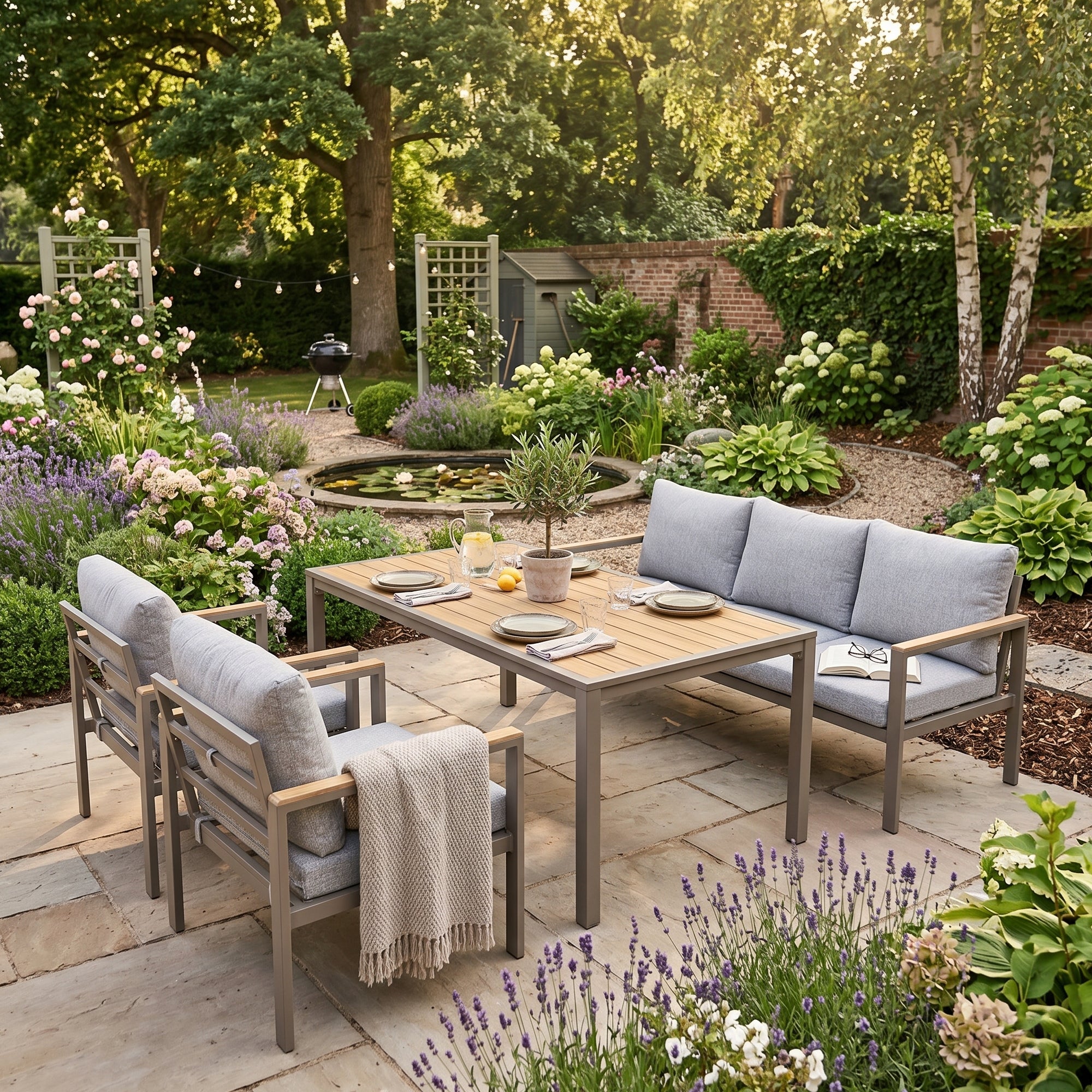 ⚽️ 🏆Unser WM Special! ⚽️🏆 Gartenmöbel Dining Lounge Set Capri Solace XL / Farb-Ausführung mocca / mousse