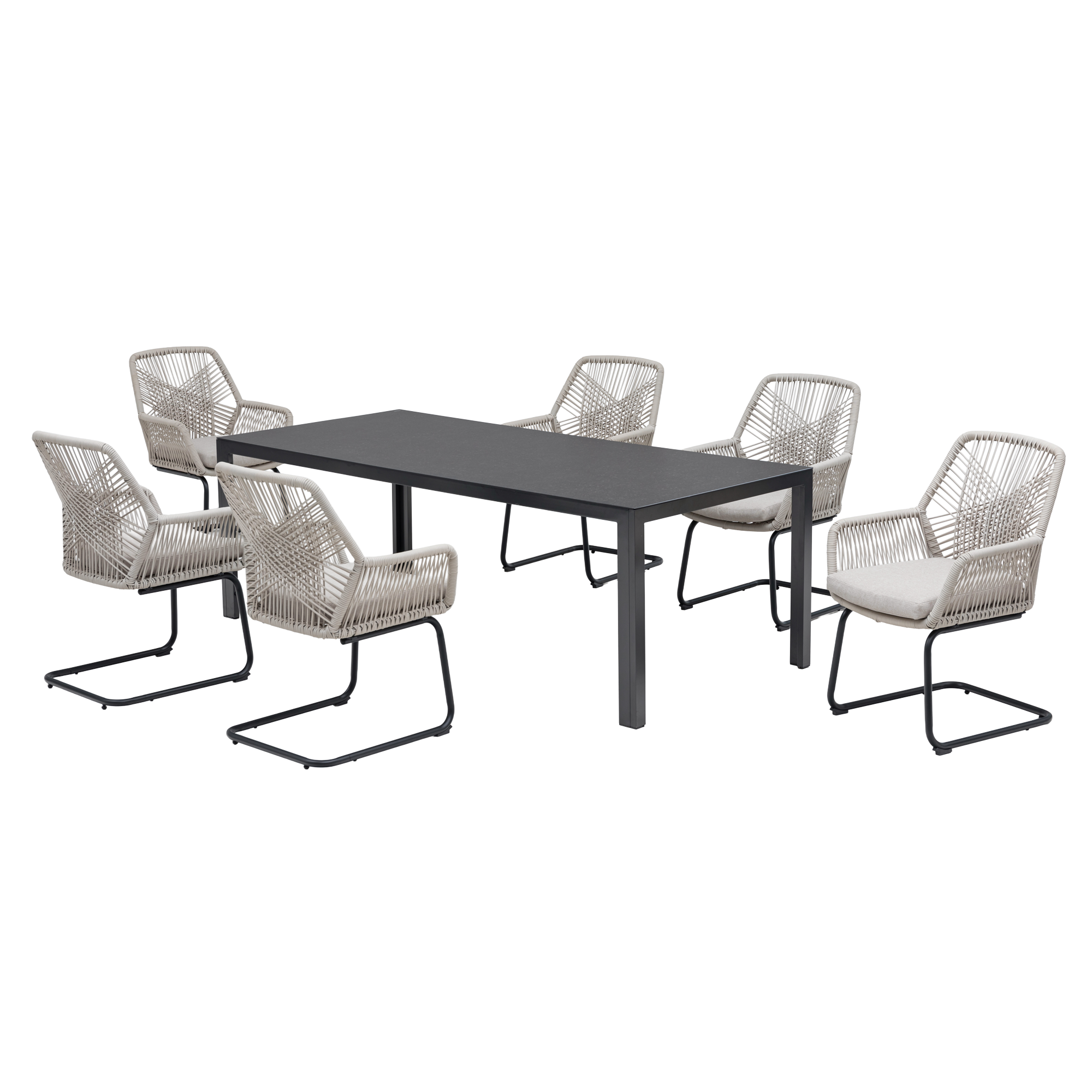 7 tlg. Essgruppe Santos Ideal zum Speisen anthrazit / nature