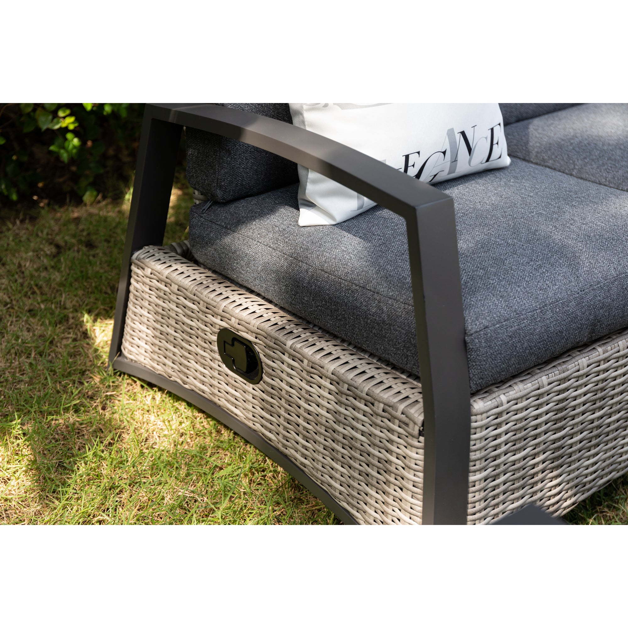Aluminium / Polyrattan Dining Lounge Set Corvara alle Rücken verstellbar inkl. 2x Hocker