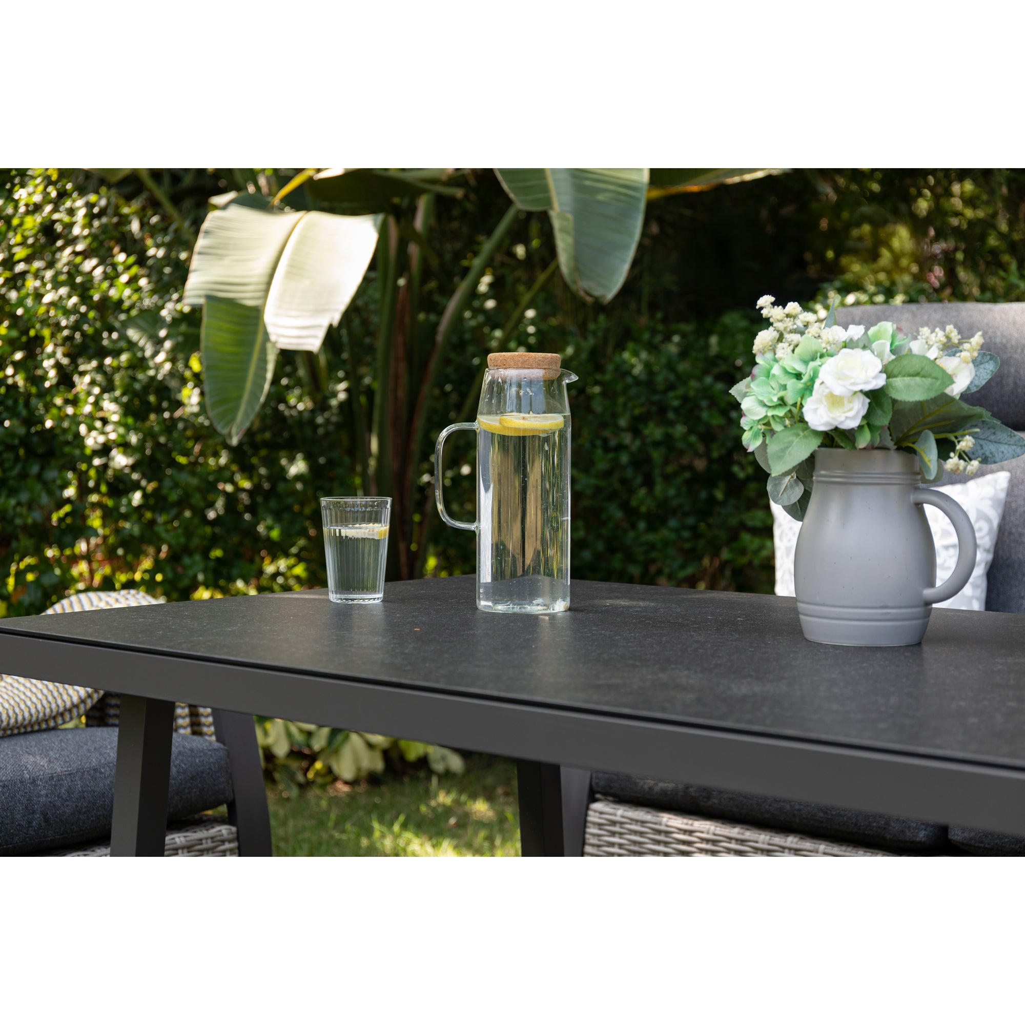 Aluminium / Polyrattan Dining Lounge Set Corvara alle Rücken verstellbar inkl. 2x Hocker