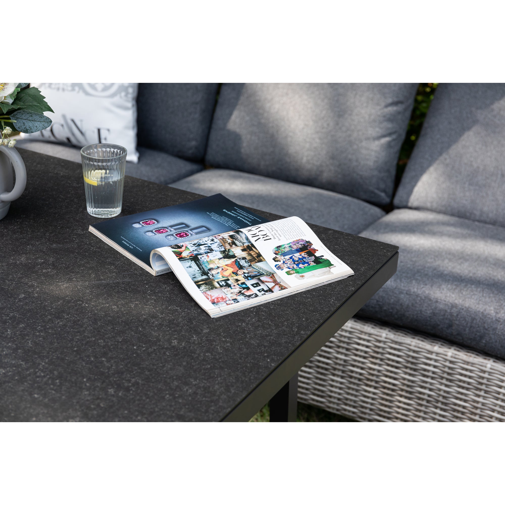 Aluminium / Polyrattan Dining Lounge Set Corvara alle Rücken verstellbar inkl. 2x Hocker