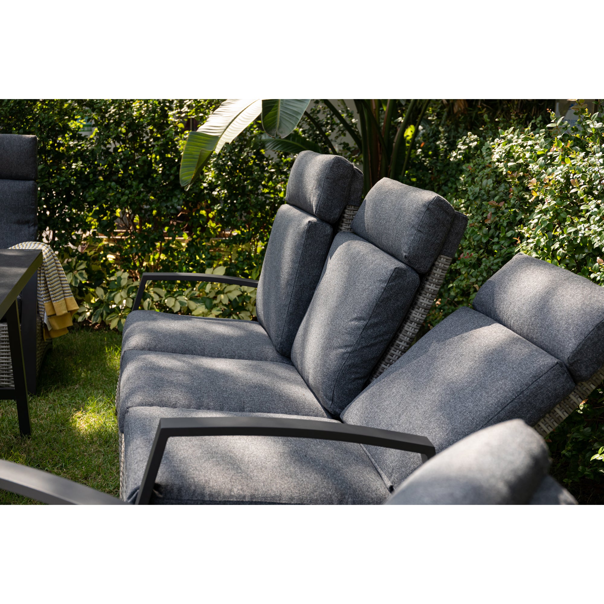Aluminium / Polyrattan Dining Lounge Set Corvara alle Rücken verstellbar inkl. 2x Hocker