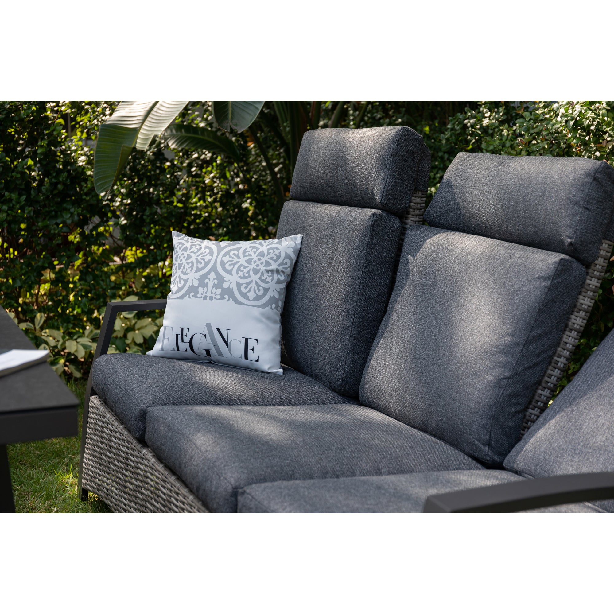 Aluminium / Polyrattan Dining Lounge Set Corvara alle Rücken verstellbar inkl. 2x Hocker