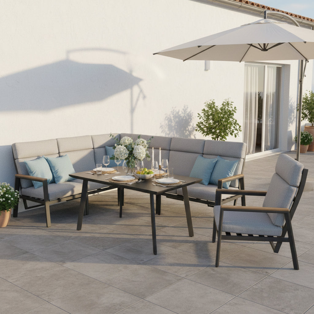 Aluminium / Nonwood Dining Lounge Set Vermont