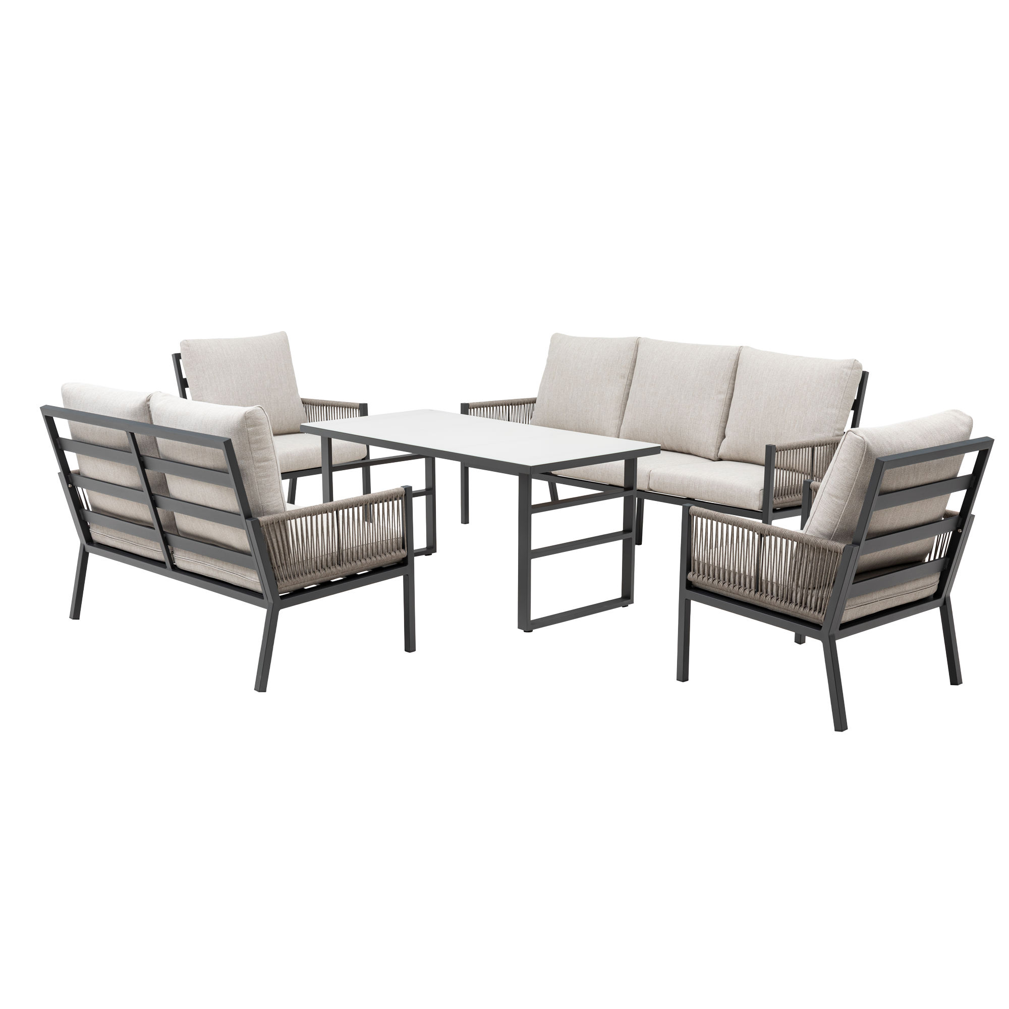 Aluminium / Rope Dining Lounge Set Terrazza