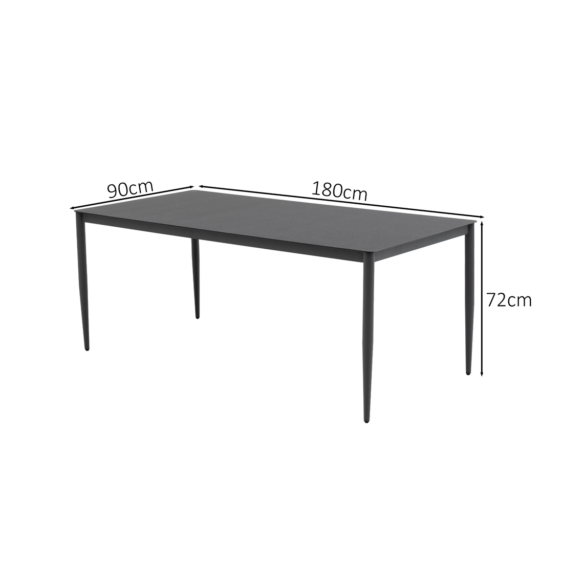 Esstisch Palermo 180 x 90 x 72cm mit aufliegender Dekorglasplatte