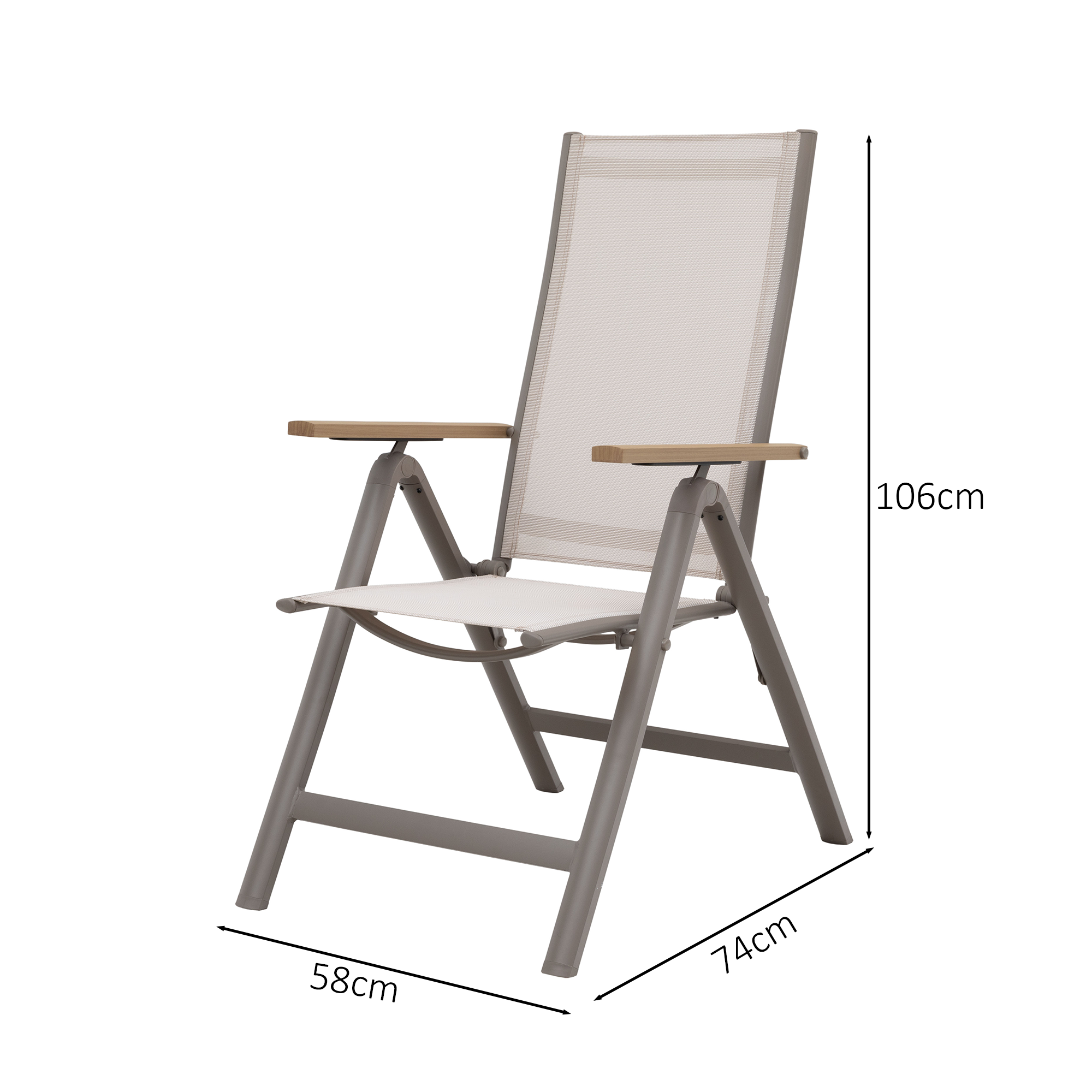 Aluminium / Textilen Klappsessel Meran in mocca mousse