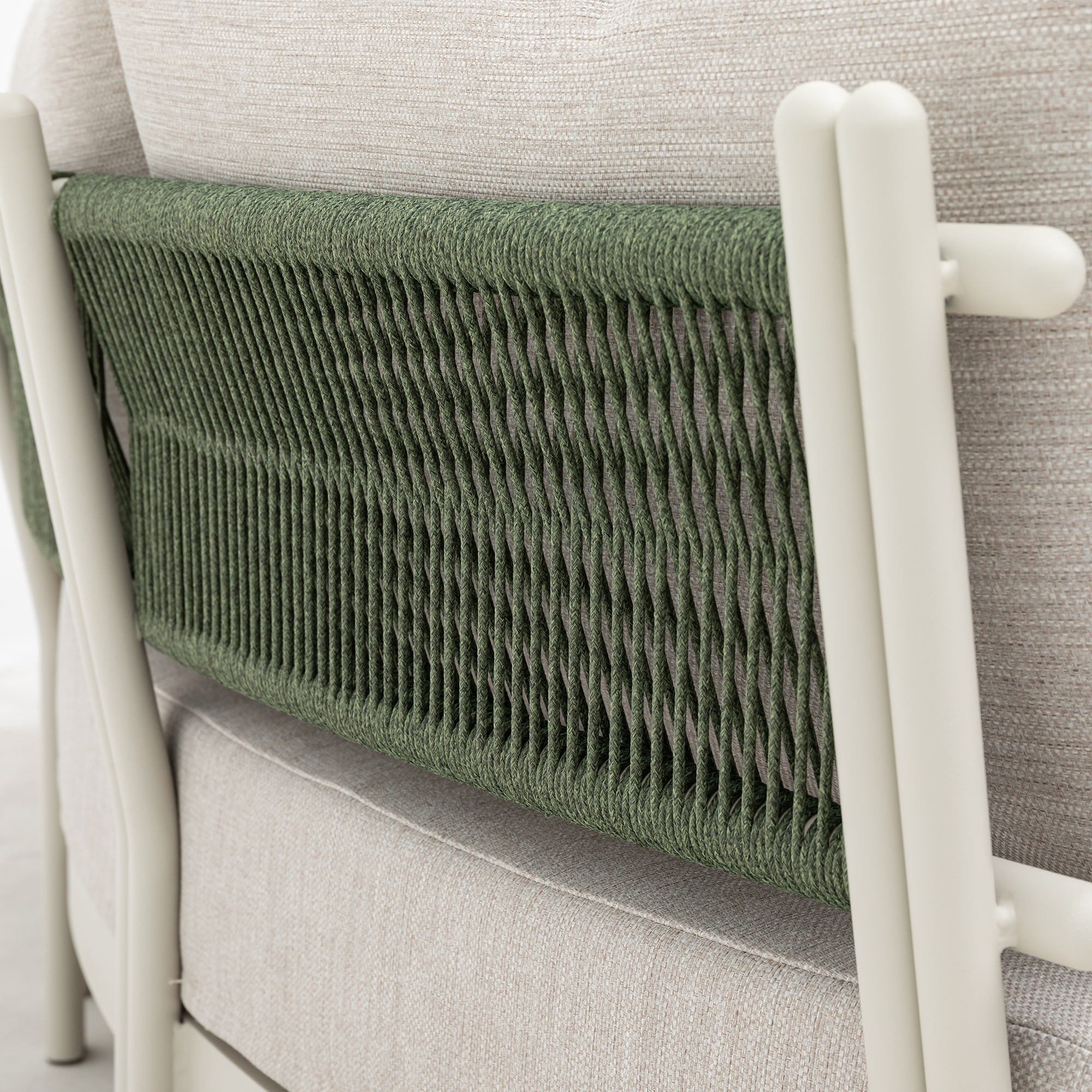 EIN TRAUM IN NATUR! Lounge Set Ronda natur / olive grün wetterfeste Olefin Bezug