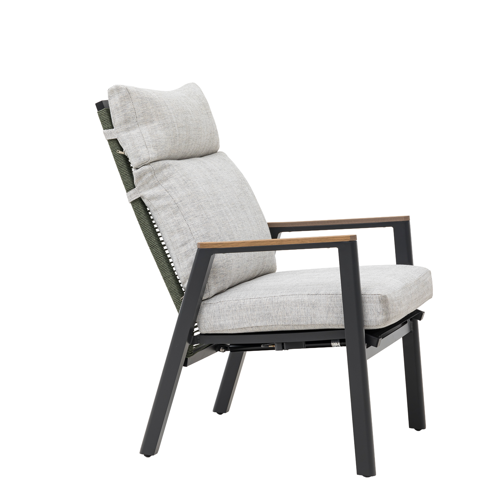 Aluminium / Rope Deluxe Move Sessel Arona in anthrazit / olive grün