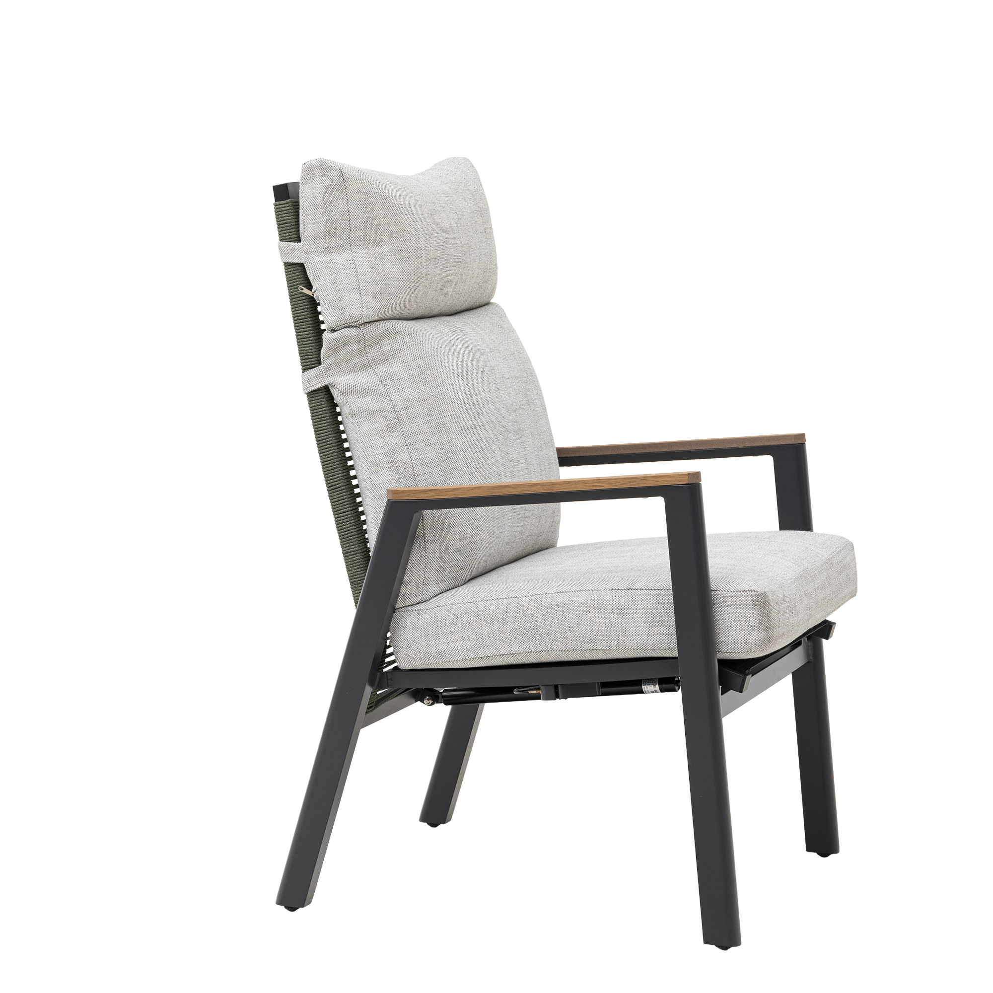 Aluminium / Rope Deluxe Move Sessel Arona in anthrazit / olive grün