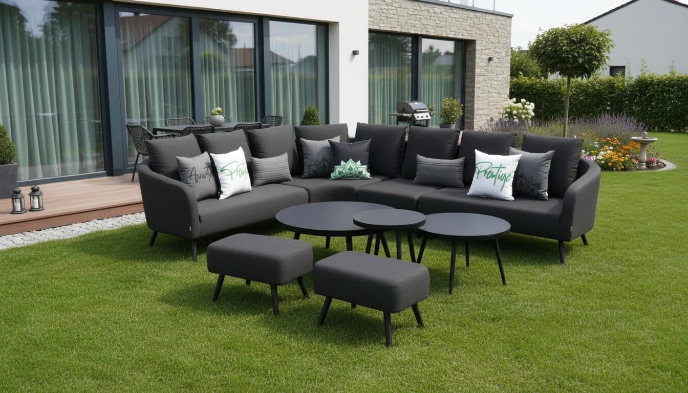 LUXUS PUR! Outdoor Lounge Set Riviera 100% wetterfest mit LIKA-TEX® Bezug