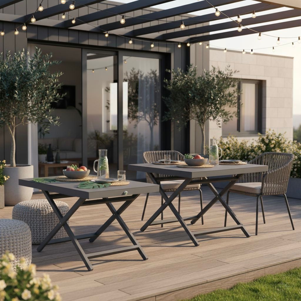 Premium! Höhenverstellbarer Aluminum Tisch Merino Designo 110x60x62cm – Mandalika Outdoor & Living Products GmbH