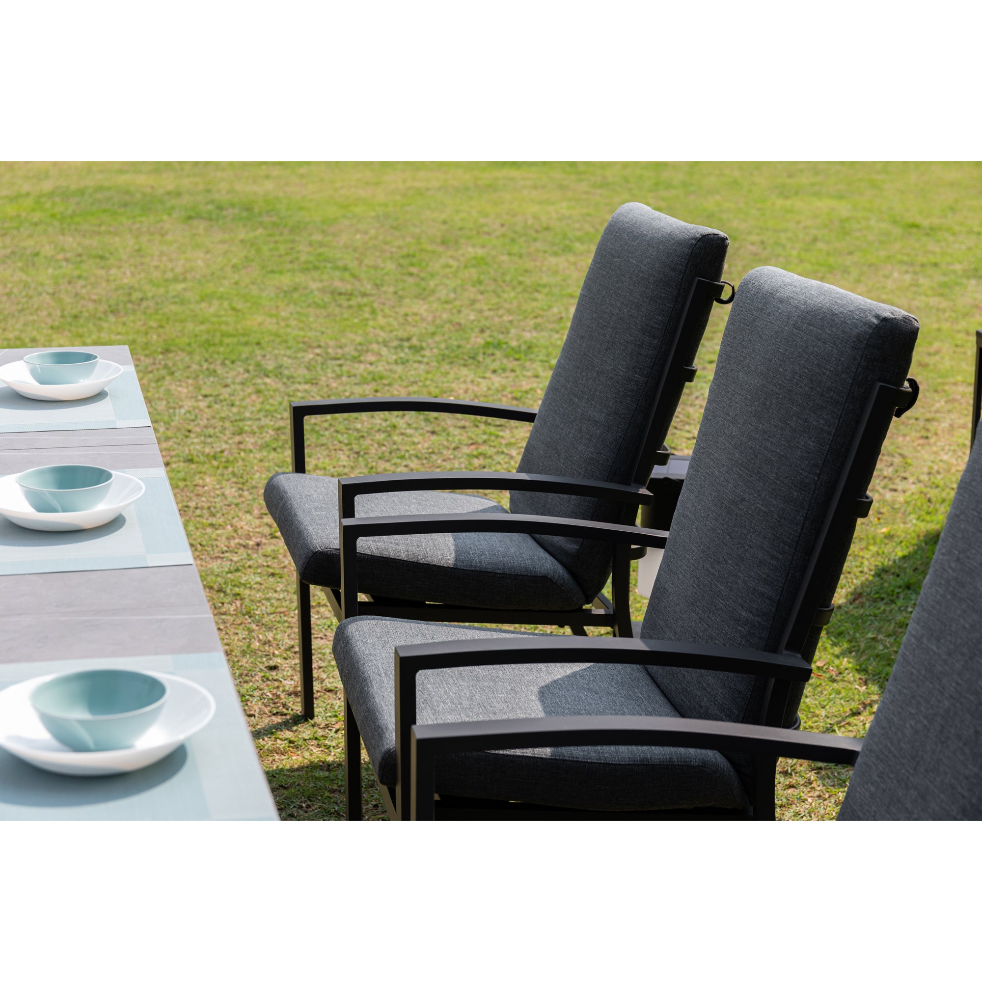 Premium Alu Dining Set Neapel inkl. Madri Nero Sintered Stone Tischplatte 220x100cm