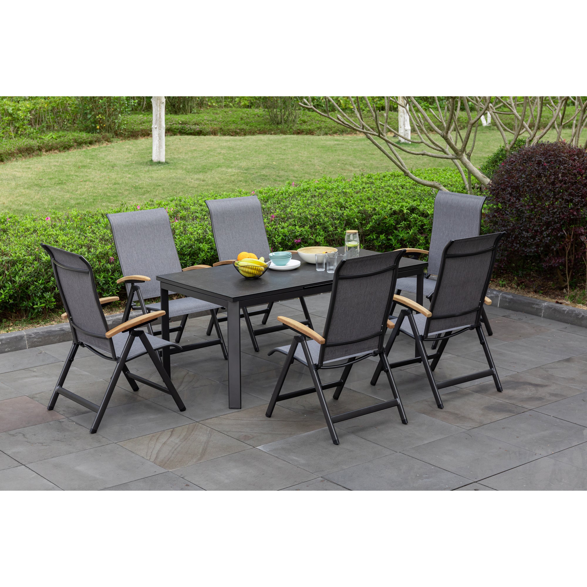 *AUS UNSERER AUSSTELLUNG* 7-tlg. Premium Dining Set / Essgruppe Dakar inkl. Ausziehtisch Colmar