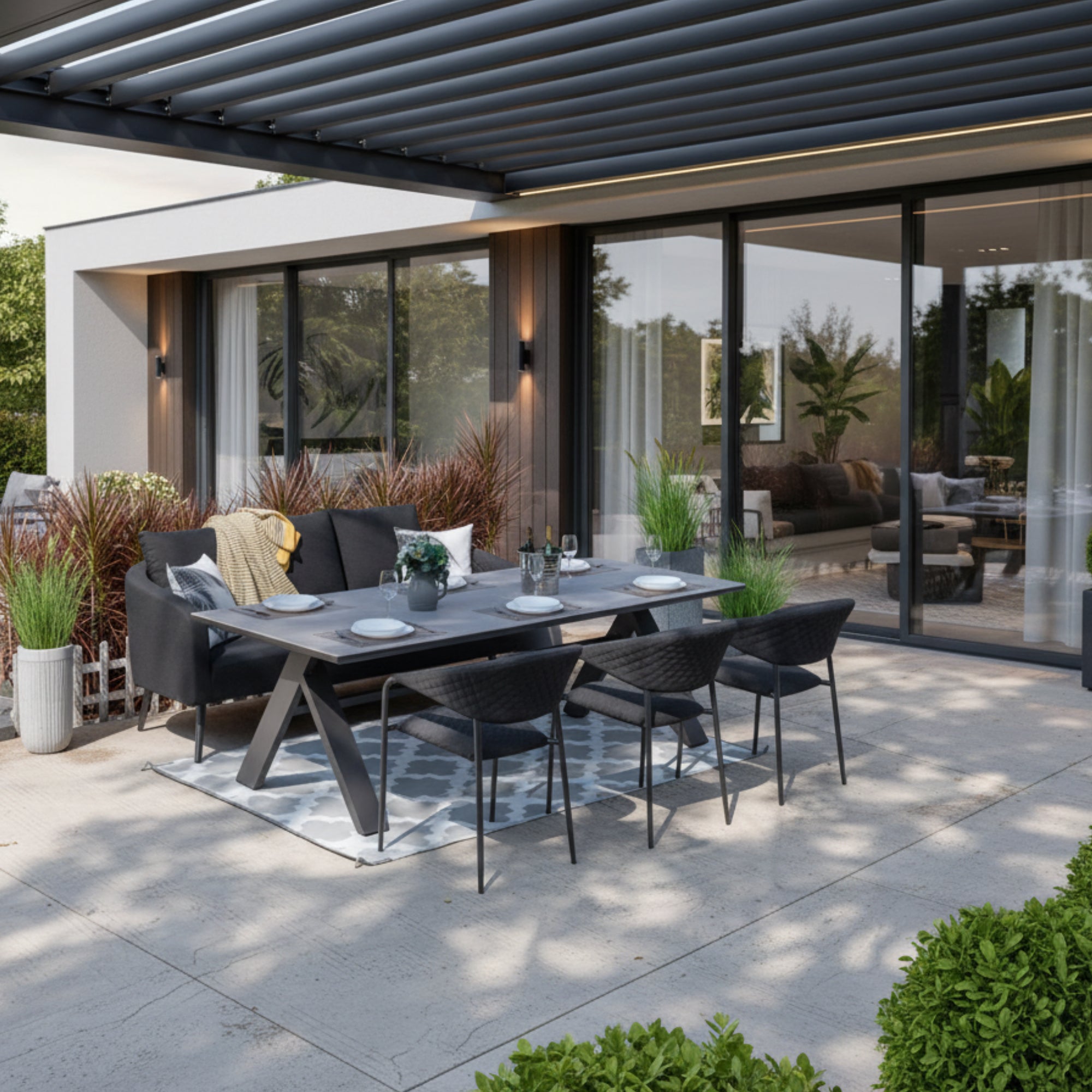 PURO! DAS LUXUS OUTDOOR SET, 100% wetterfest dank LIKA-TEX® Bezug anthrazit