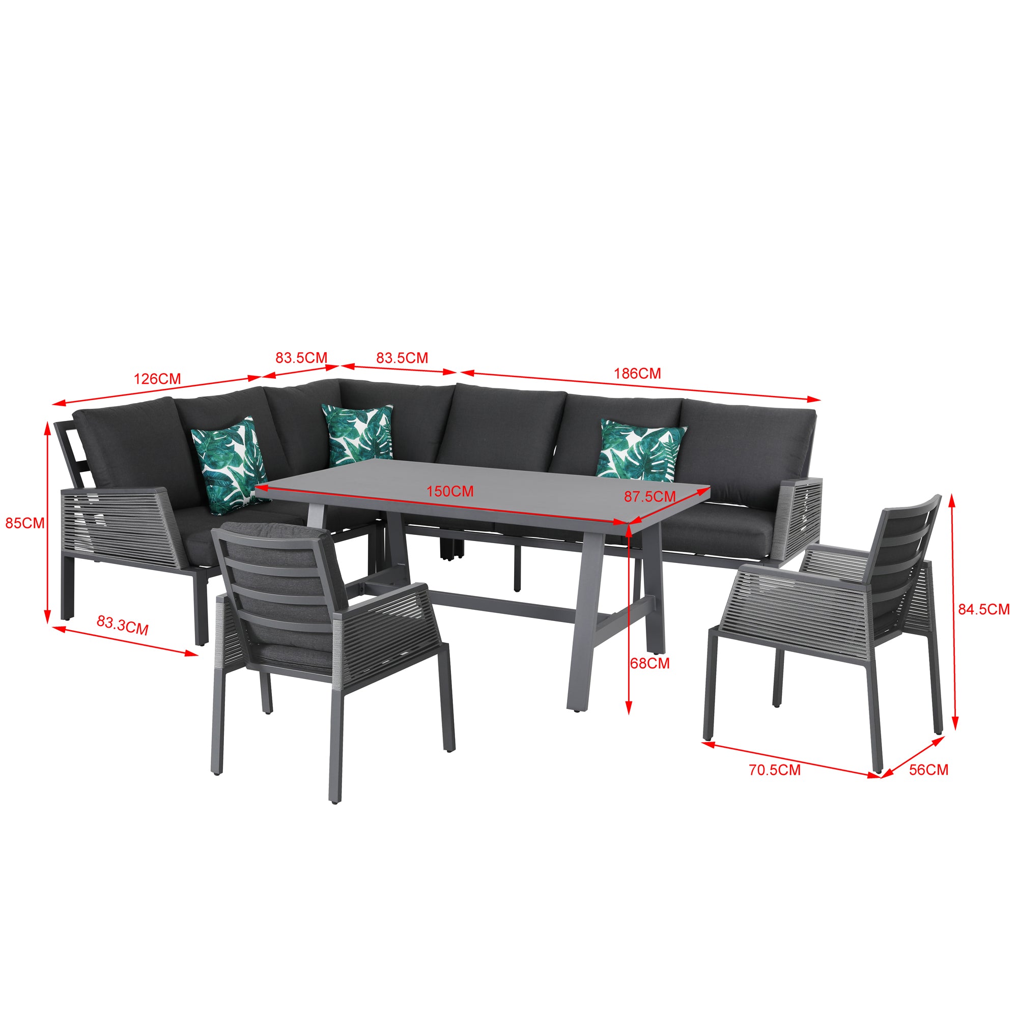 Dining Eck Lounge Elba XXL inkl. 2x Dining Sessel / Extra hohe Rücken / Wetterfest