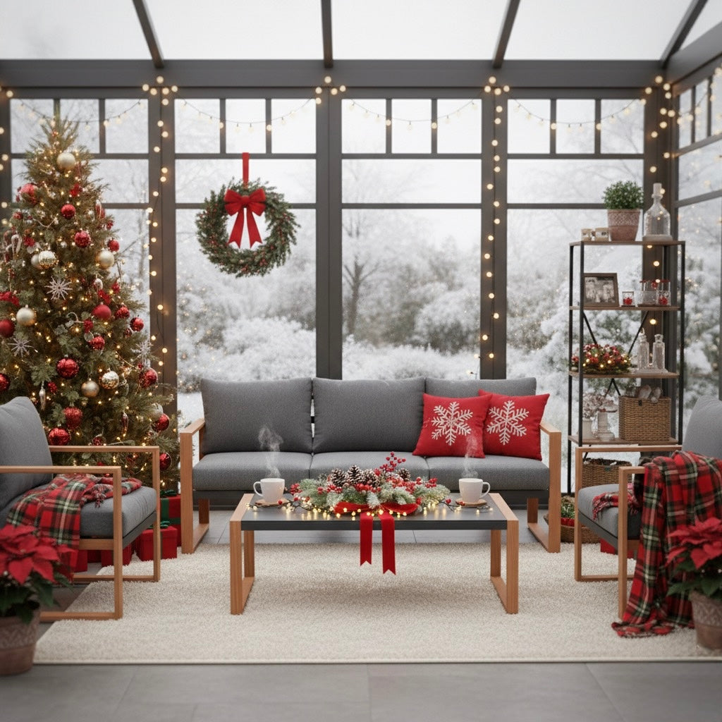 ***CHRISTMAS SPECIAL*** Moderne Aluminium Lounge Luzern in edler Teak-Holzoptik