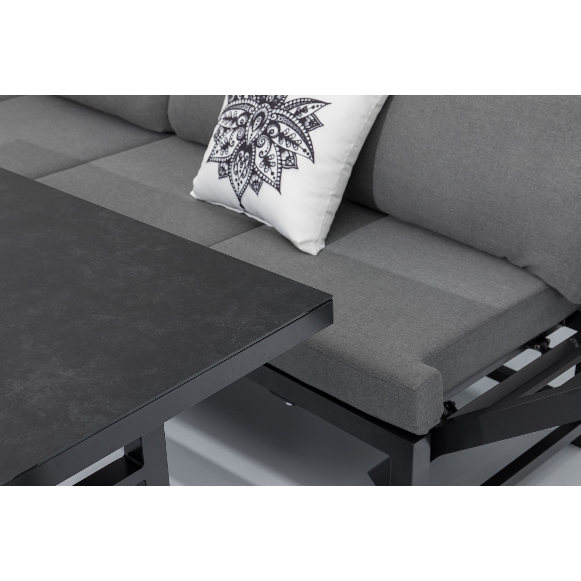 Alu Dining Lounge Set Kaprun 3in1 Funktion mit 100% wetterfestem LIKA-TEX® Bezug in grau