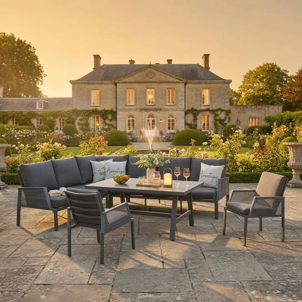 SUMMER SALE ☀️⛱️🏝️ Moderne Dining Eck Lounge Elba inkl. 2x Dining Sessel / Extra hoher Rücken / Wetterfest