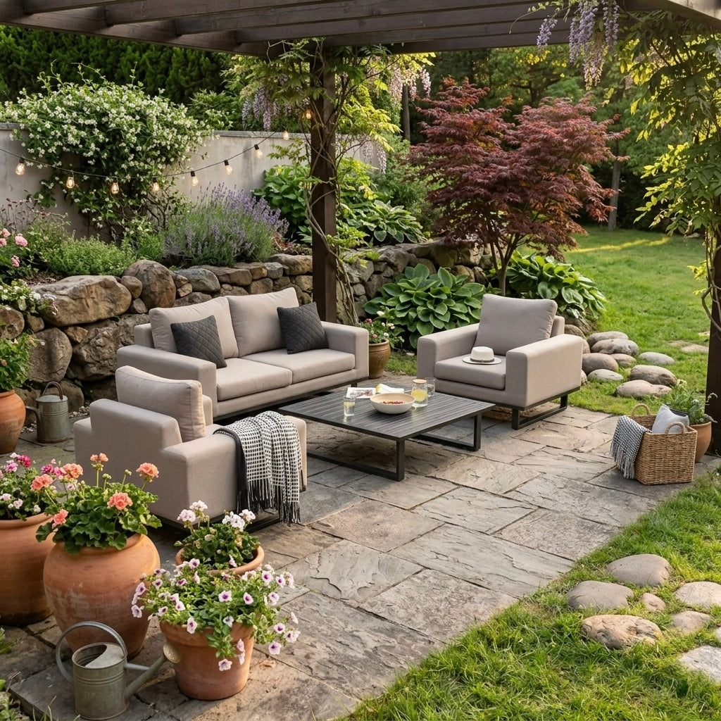 LUXUS! Outdoor Lounge Set Sava 100% wetterfest mit LIKA-TEX® Bezug