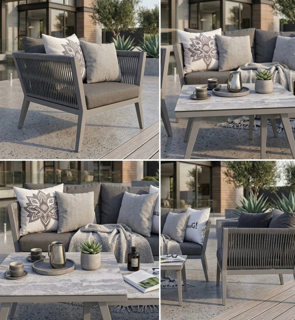 ☀️Summer Deal !☀️ Exclusive Line! Lounge Set Namaste / Aluminium kombiniert mit Rope im modernen Stil