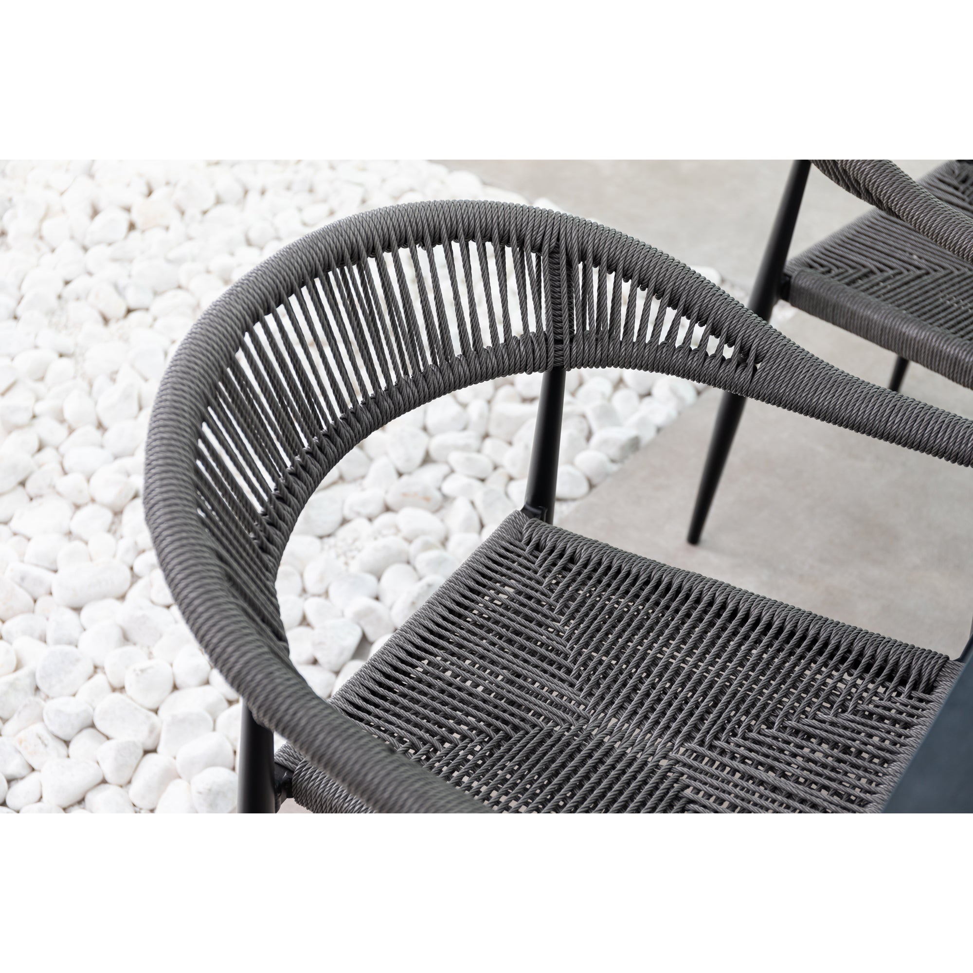 Aluminium / Polyrope Cord Dining Stapelsessel Luis in grau