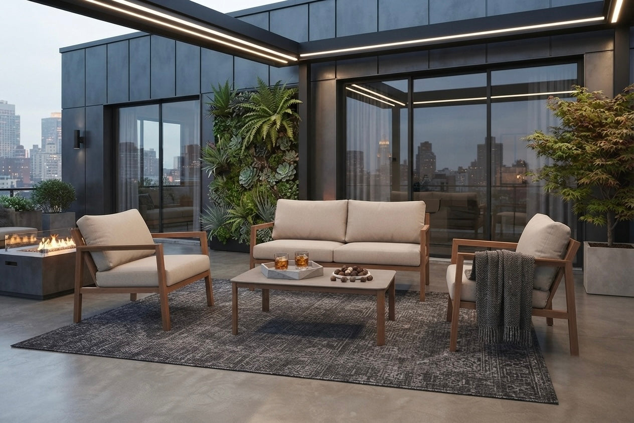 nspired by nature! Lounge Set SAHARA / sieht aus wie Holz ist aber wetterfestes Aluminium!