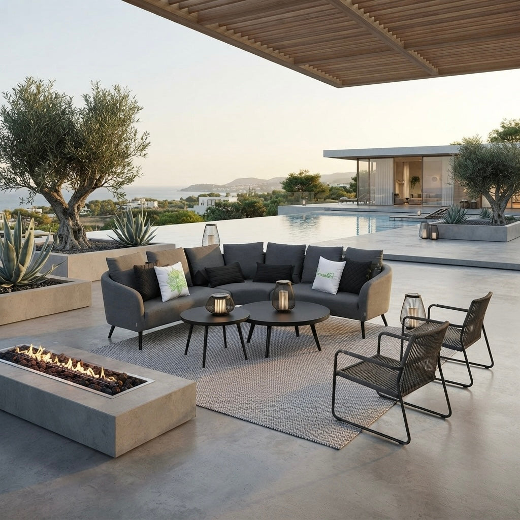 OUTDOOR NEU DEFINIERT! DESIGN - Lounge Set Voyage 100% LIKA-TEX® Bezug in ash (grau)