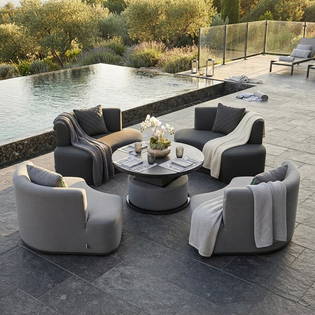 Unsere Pool Lounge! Outdoor Lounge Set Kuredu 100% wetterfest LIKA-TEX® inkl. höhenverstellbarem Tisch