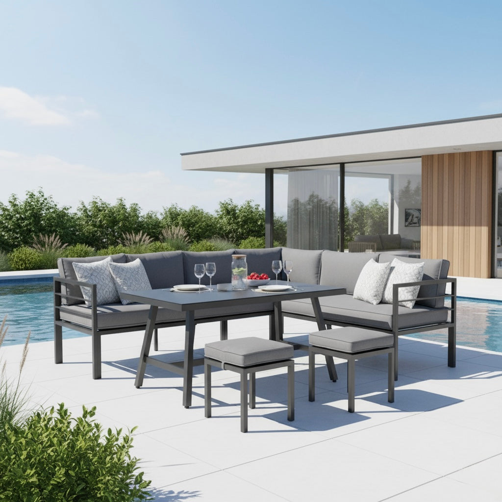 Alu Dining Lounge Set Lardo mit 3in1 Funktion / Wetterfest inkl Auflagen